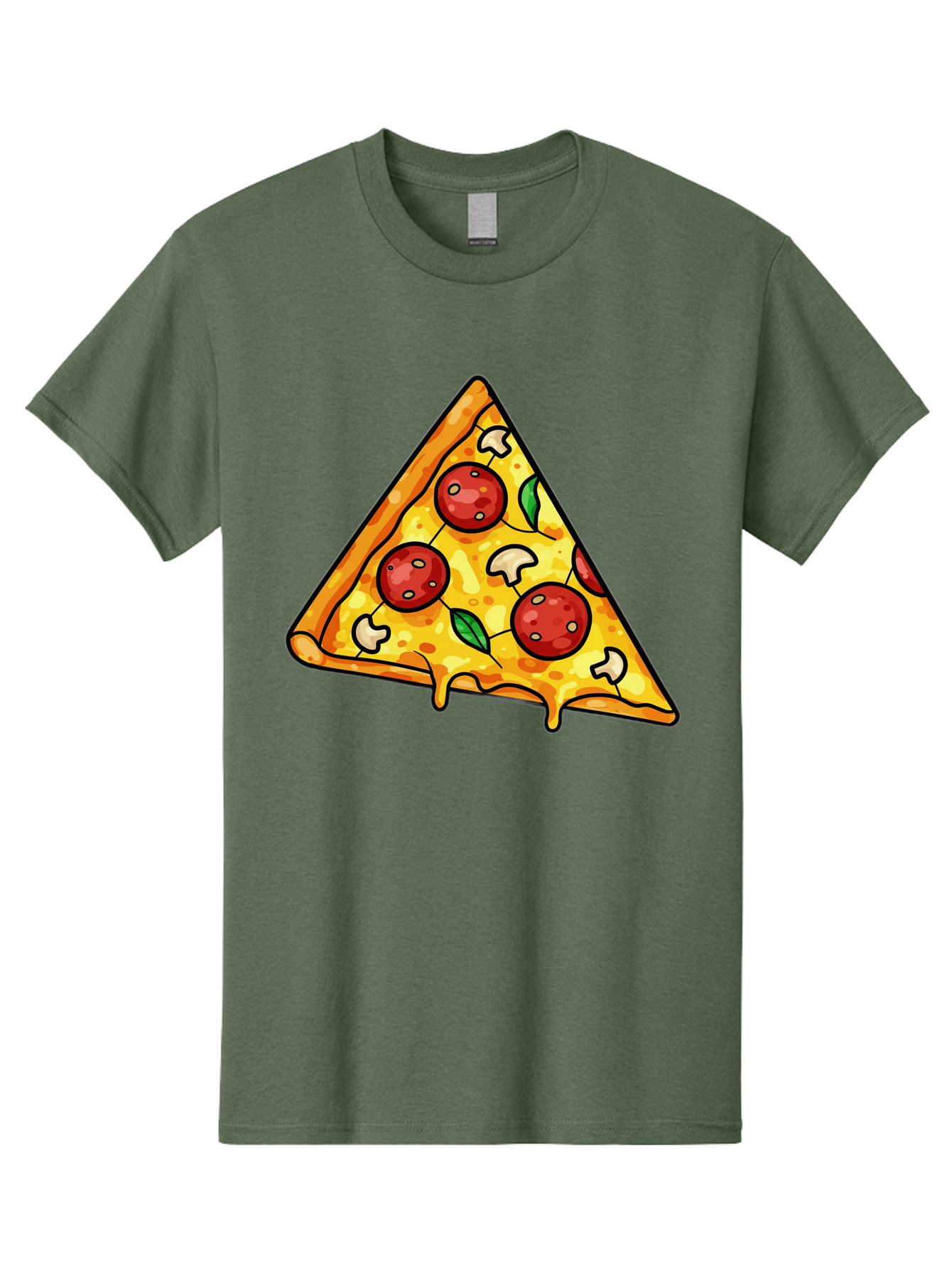 Pizza-Slice-34 Men'S Graphic Tee, 100% Cotton, Comfortable Casual Summer Wear, Machine Washable, Tasty Pizza, Melted Cheese, Pepperoni Pizza, Mushrooms, Basil, Cheesy Goodness, Savory Delight, Italian Cuisine, Foodie Favorite, Pizza Love Bac296