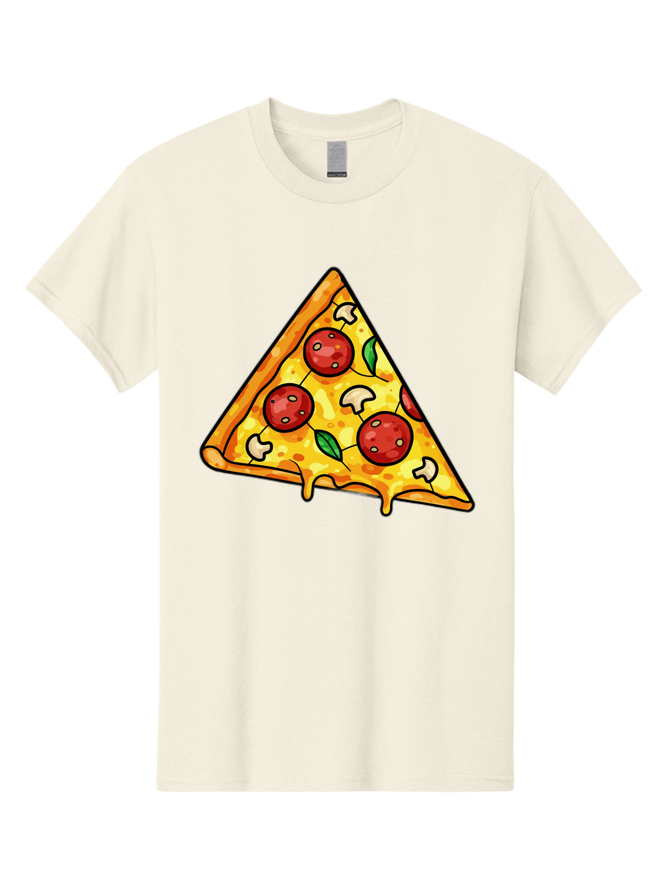 Pizza-Slice-34 Men'S Graphic Tee, 100% Cotton, Comfortable Casual Summer Wear, Machine Washable, Tasty Pizza, Melted Cheese, Pepperoni Pizza, Mushrooms, Basil, Cheesy Goodness, Savory Delight, Italian Cuisine, Foodie Favorite, Pizza Love Bac296