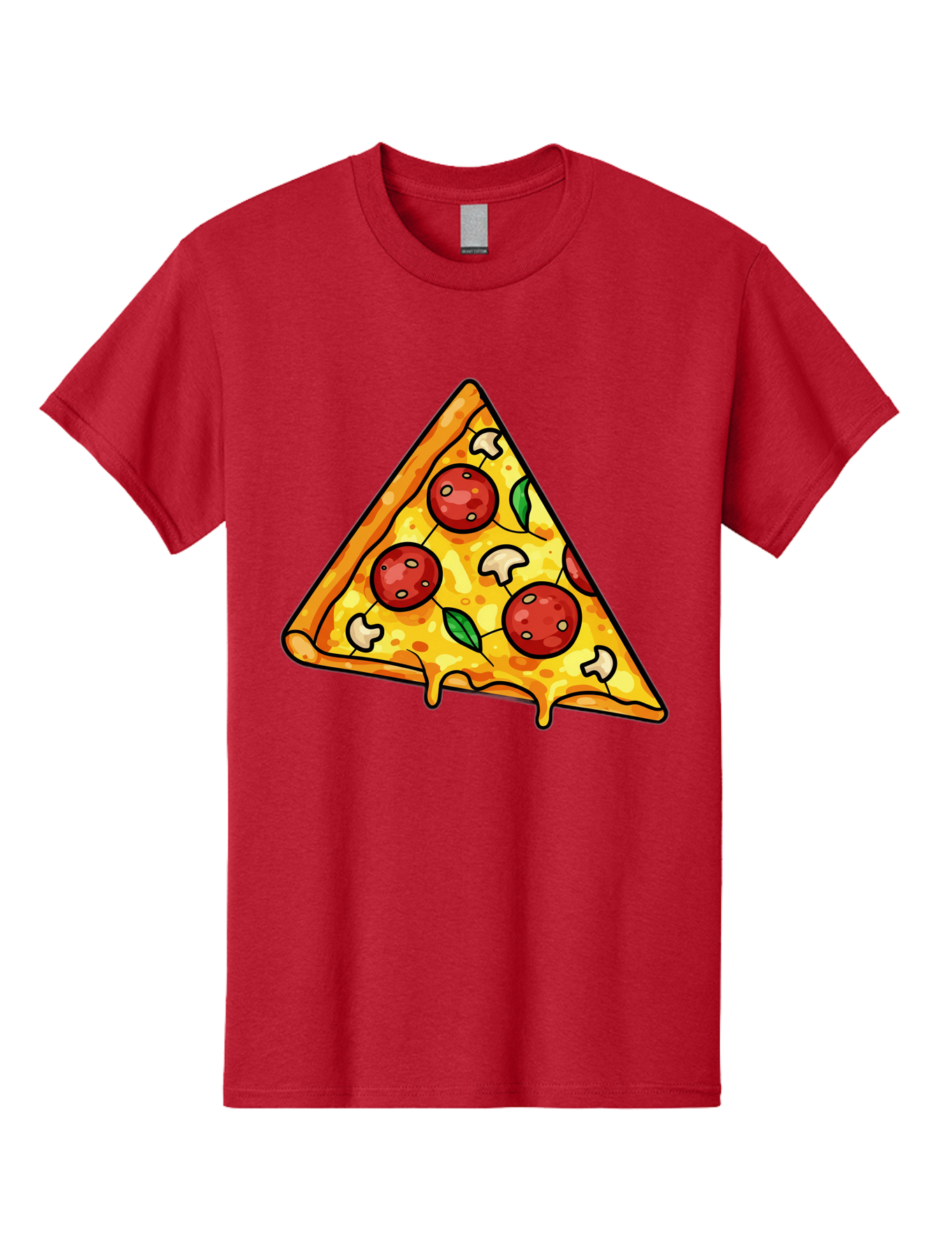 Pizza-Slice-34 Men'S Graphic Tee, 100% Cotton, Comfortable Casual Summer Wear, Machine Washable, Tasty Pizza, Melted Cheese, Pepperoni Pizza, Mushrooms, Basil, Cheesy Goodness, Savory Delight, Italian Cuisine, Foodie Favorite, Pizza Love Bac296