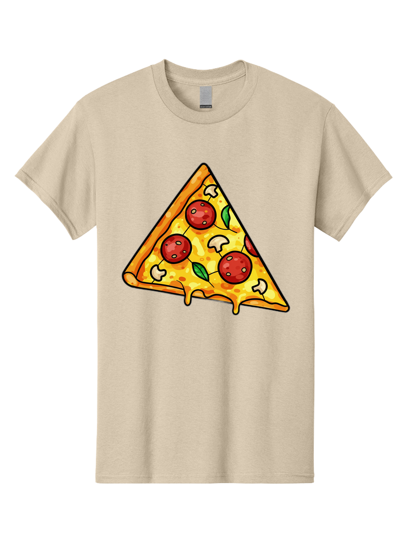 Pizza-Slice-34 Men'S Graphic Tee, 100% Cotton, Comfortable Casual Summer Wear, Machine Washable, Tasty Pizza, Melted Cheese, Pepperoni Pizza, Mushrooms, Basil, Cheesy Goodness, Savory Delight, Italian Cuisine, Foodie Favorite, Pizza Love Bac296