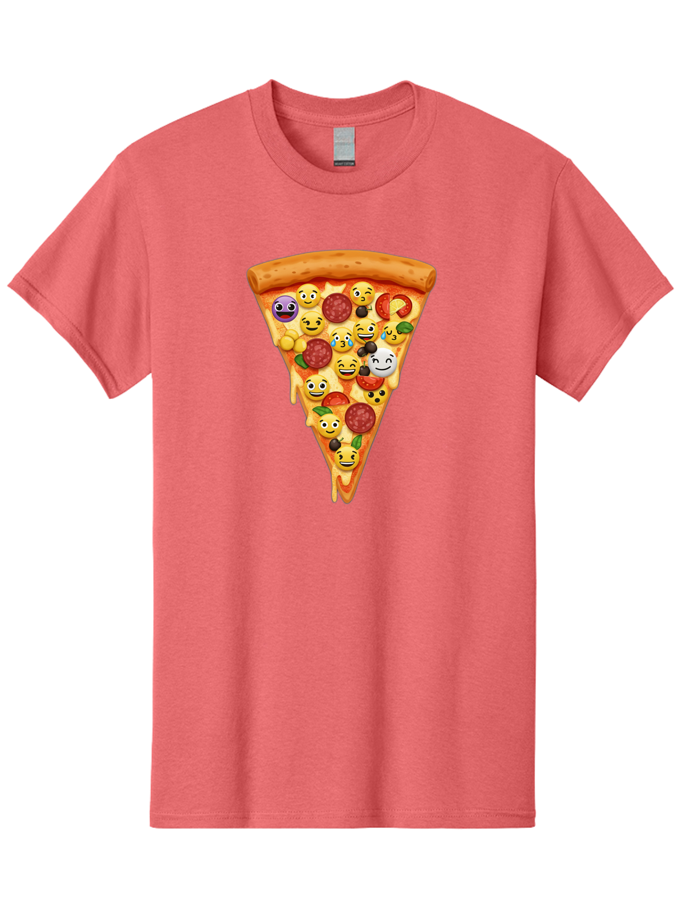 Pizza-Slice-35 Men'S Graphic Tee, 100% Cotton, Comfortable Casual Summer Wear, Machine Washable, Pizza Slice, Emoji Toppings, Pepperoni, Black Olives, Melted Cheese, Funny Emojis, Cartoon Pizza, Tasty Pizza, Foodie Fun, Pizza Love, Bac297
