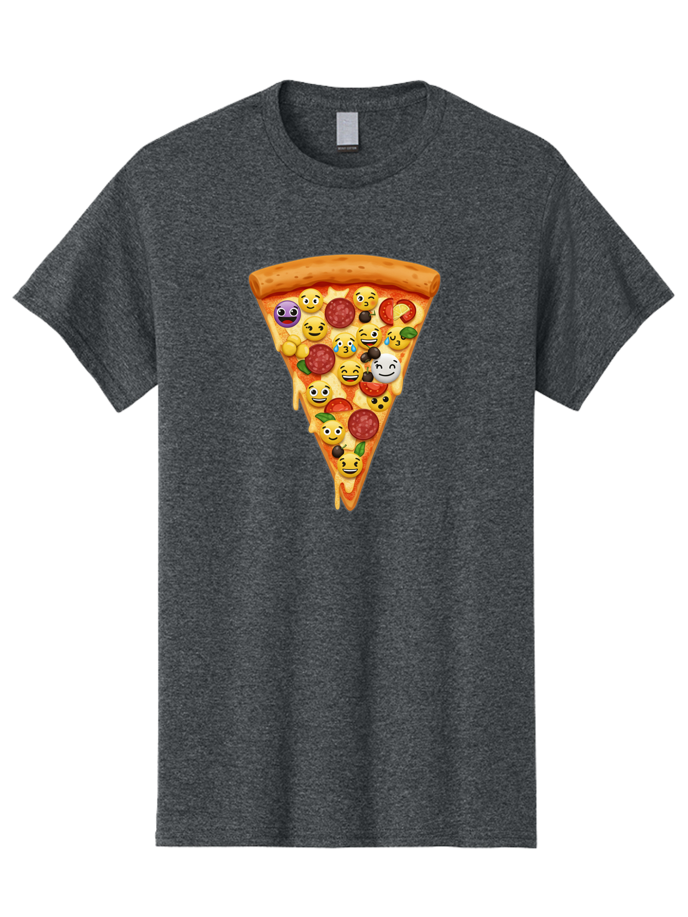 Pizza-Slice-35 Men'S Graphic Tee, 100% Cotton, Comfortable Casual Summer Wear, Machine Washable, Pizza Slice, Emoji Toppings, Pepperoni, Black Olives, Melted Cheese, Funny Emojis, Cartoon Pizza, Tasty Pizza, Foodie Fun, Pizza Love, Bac297