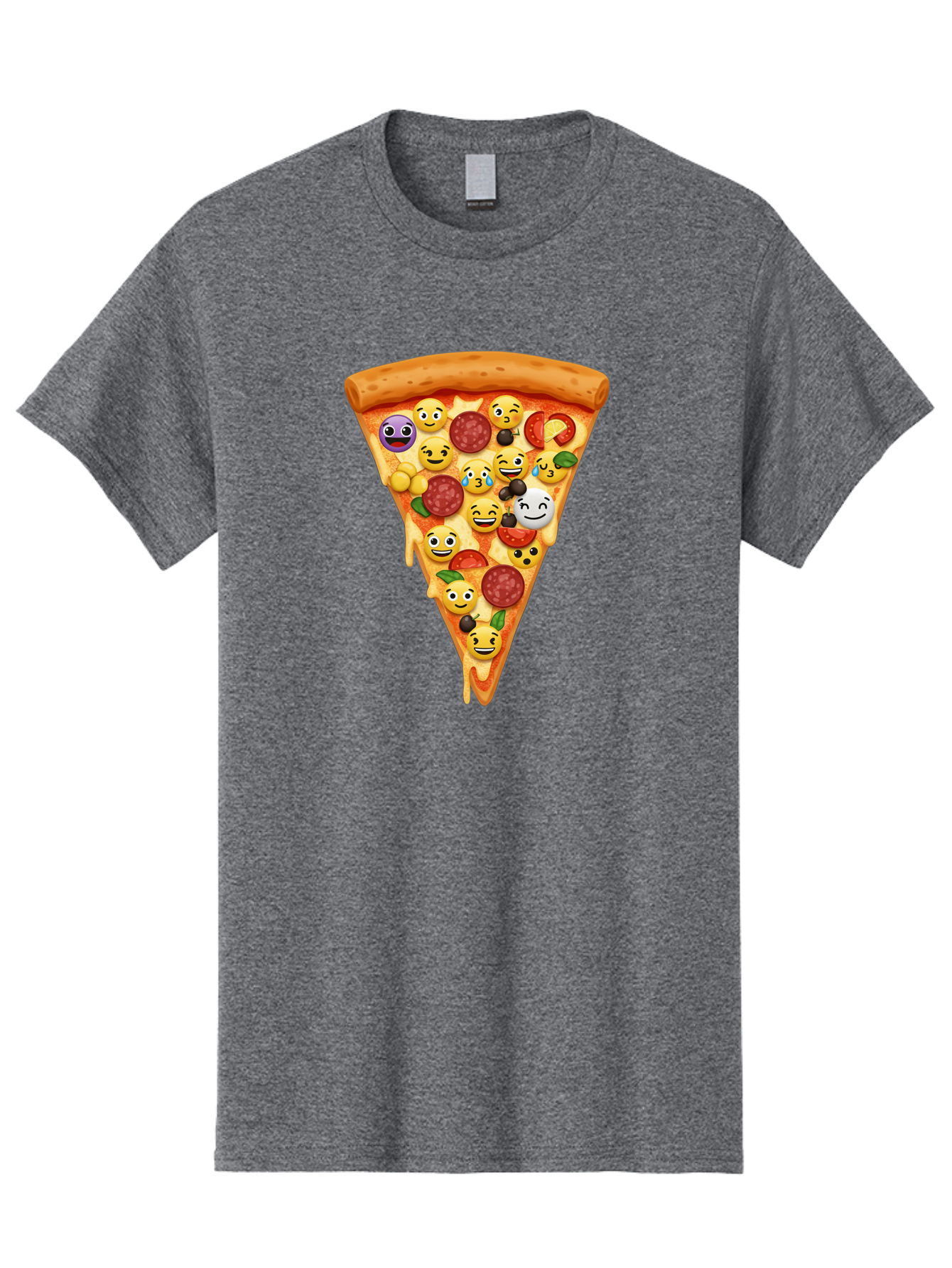 Pizza-Slice-35 Men'S Graphic Tee, 100% Cotton, Comfortable Casual Summer Wear, Machine Washable, Pizza Slice, Emoji Toppings, Pepperoni, Black Olives, Melted Cheese, Funny Emojis, Cartoon Pizza, Tasty Pizza, Foodie Fun, Pizza Love, Bac297