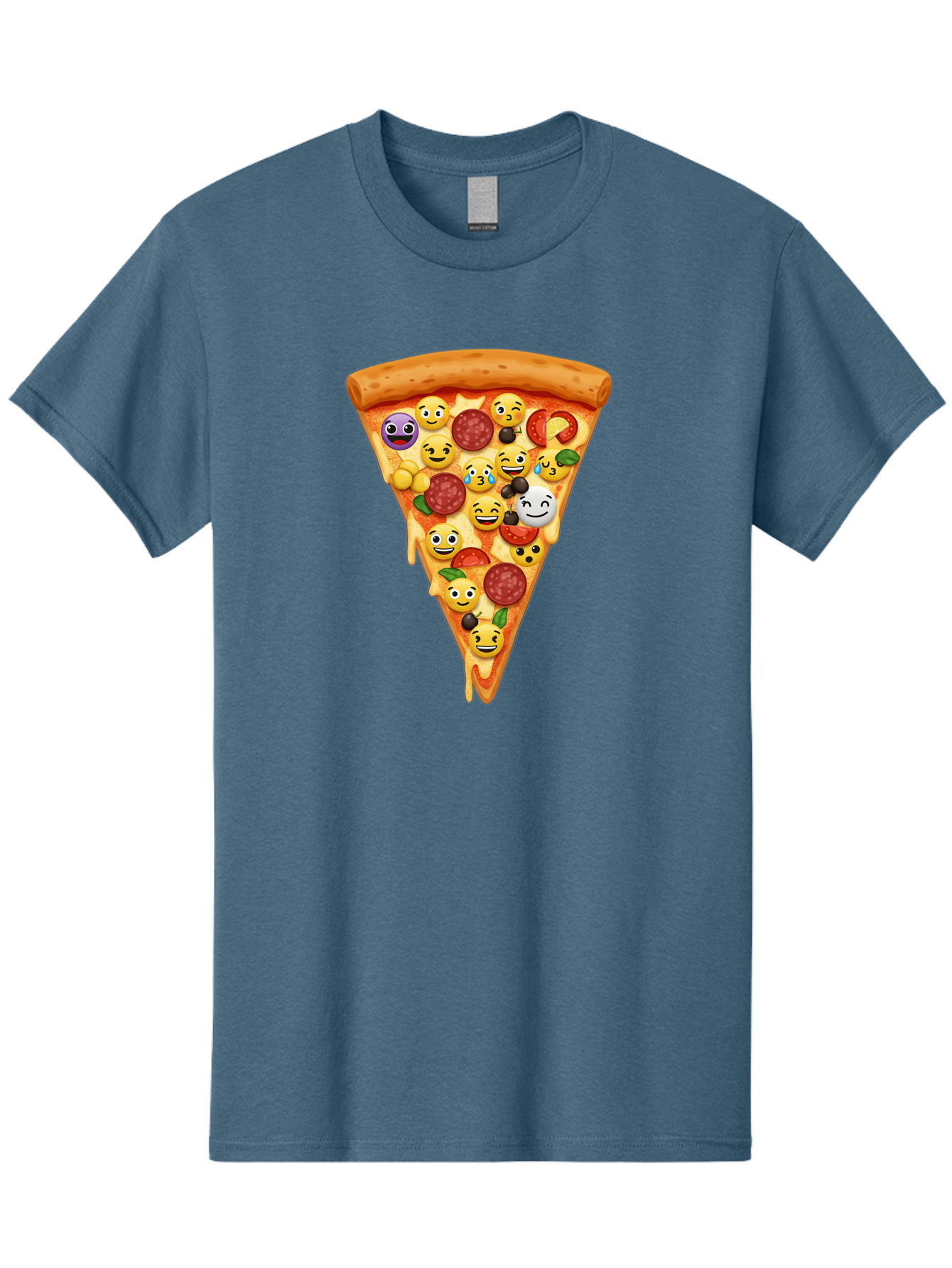 Pizza-Slice-35 Men'S Graphic Tee, 100% Cotton, Comfortable Casual Summer Wear, Machine Washable, Pizza Slice, Emoji Toppings, Pepperoni, Black Olives, Melted Cheese, Funny Emojis, Cartoon Pizza, Tasty Pizza, Foodie Fun, Pizza Love, Bac297