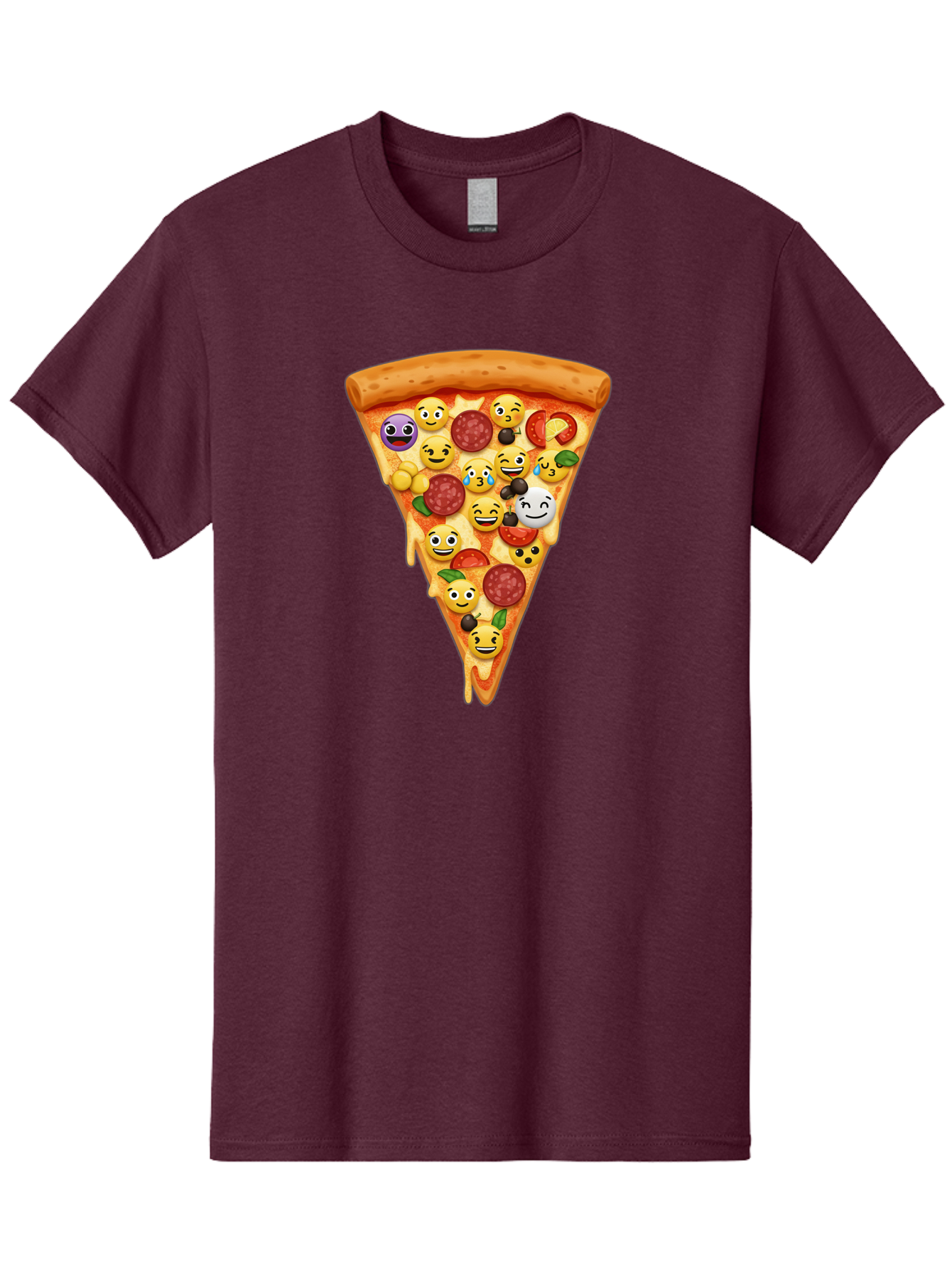 Pizza-Slice-35 Men'S Graphic Tee, 100% Cotton, Comfortable Casual Summer Wear, Machine Washable, Pizza Slice, Emoji Toppings, Pepperoni, Black Olives, Melted Cheese, Funny Emojis, Cartoon Pizza, Tasty Pizza, Foodie Fun, Pizza Love, Bac297