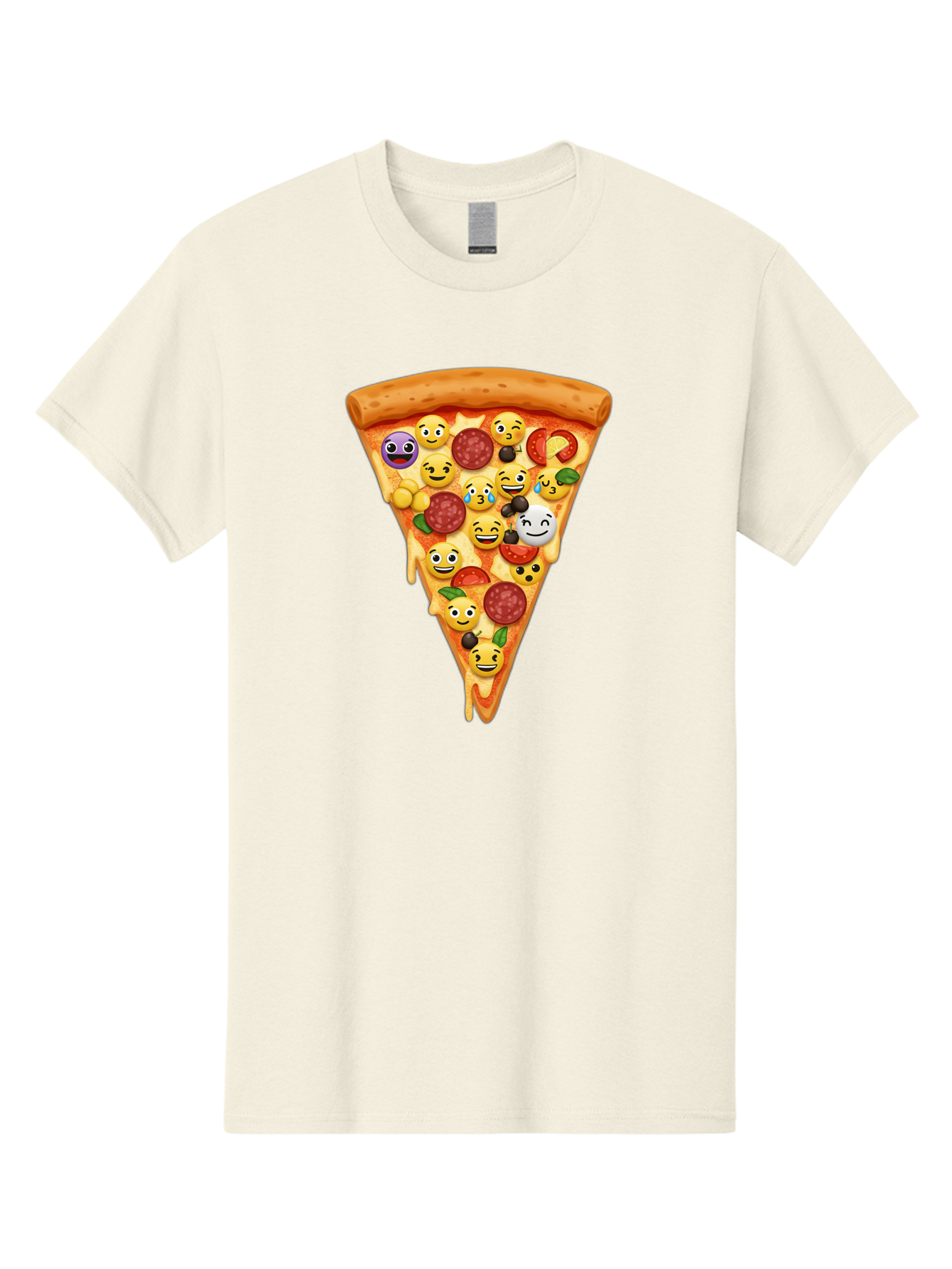 Pizza-Slice-35 Men'S Graphic Tee, 100% Cotton, Comfortable Casual Summer Wear, Machine Washable, Pizza Slice, Emoji Toppings, Pepperoni, Black Olives, Melted Cheese, Funny Emojis, Cartoon Pizza, Tasty Pizza, Foodie Fun, Pizza Love, Bac297