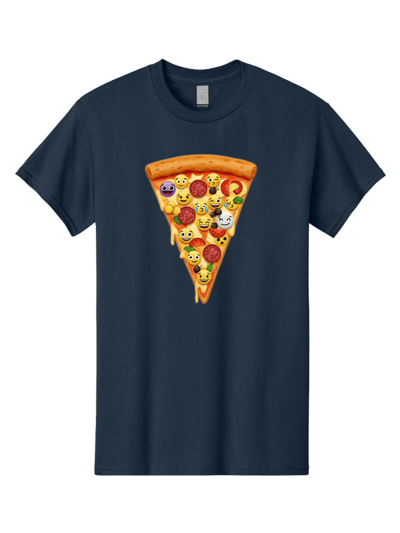 Pizza-Slice-35 Men'S Graphic Tee, 100% Cotton, Comfortable Casual Summer Wear, Machine Washable, Pizza Slice, Emoji Toppings, Pepperoni, Black Olives, Melted Cheese, Funny Emojis, Cartoon Pizza, Tasty Pizza, Foodie Fun, Pizza Love, Bac297