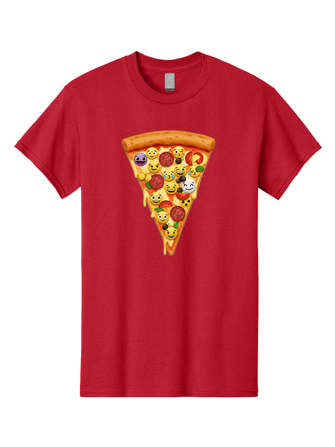 Pizza-Slice-35 Men'S Graphic Tee, 100% Cotton, Comfortable Casual Summer Wear, Machine Washable, Pizza Slice, Emoji Toppings, Pepperoni, Black Olives, Melted Cheese, Funny Emojis, Cartoon Pizza, Tasty Pizza, Foodie Fun, Pizza Love, Bac297