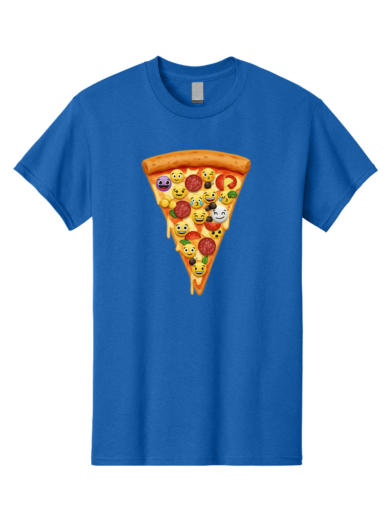 Pizza-Slice-35 Men'S Graphic Tee, 100% Cotton, Comfortable Casual Summer Wear, Machine Washable, Pizza Slice, Emoji Toppings, Pepperoni, Black Olives, Melted Cheese, Funny Emojis, Cartoon Pizza, Tasty Pizza, Foodie Fun, Pizza Love, Bac297
