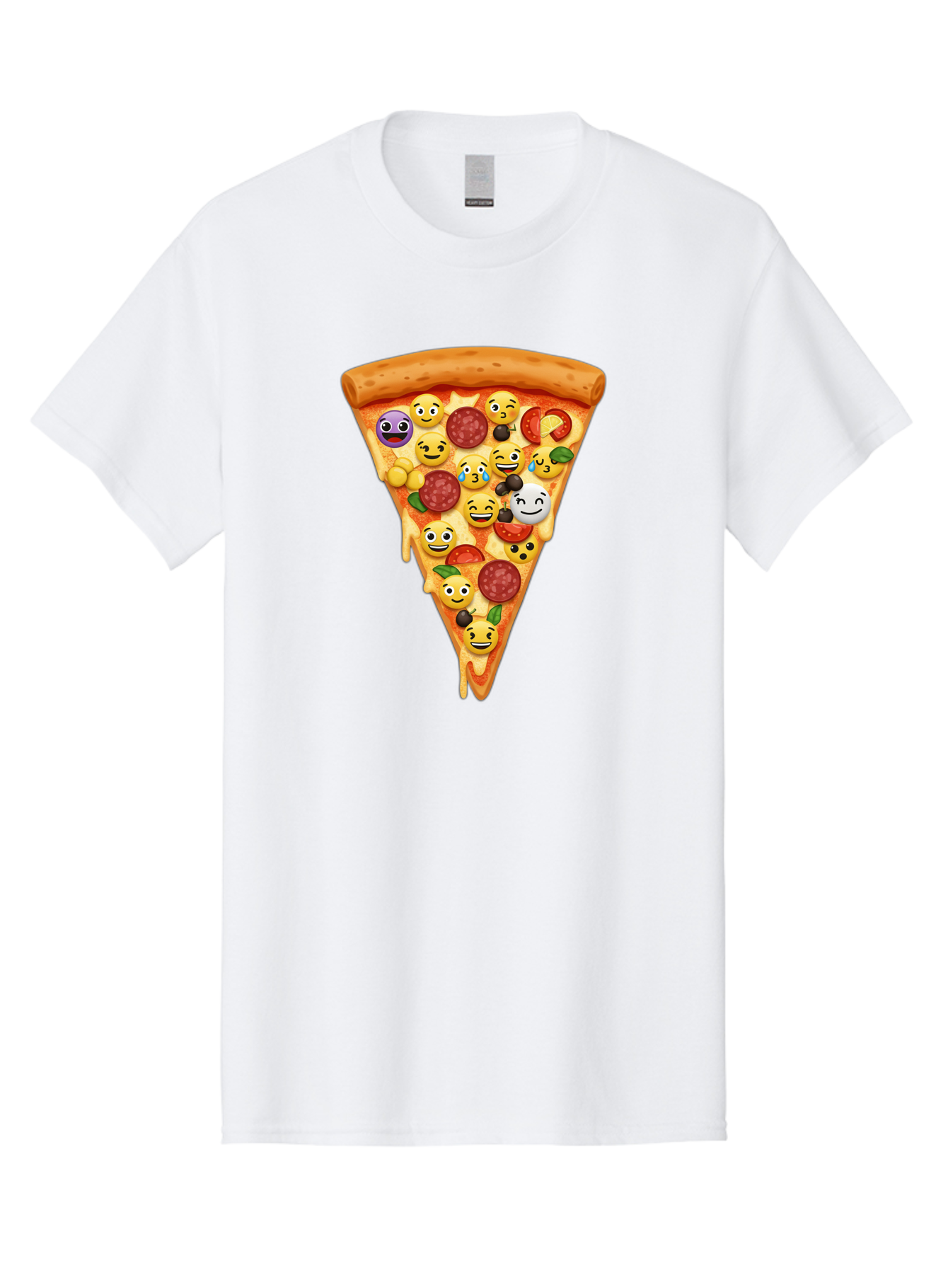Pizza-Slice-35 Men'S Graphic Tee, 100% Cotton, Comfortable Casual Summer Wear, Machine Washable, Pizza Slice, Emoji Toppings, Pepperoni, Black Olives, Melted Cheese, Funny Emojis, Cartoon Pizza, Tasty Pizza, Foodie Fun, Pizza Love, Bac297