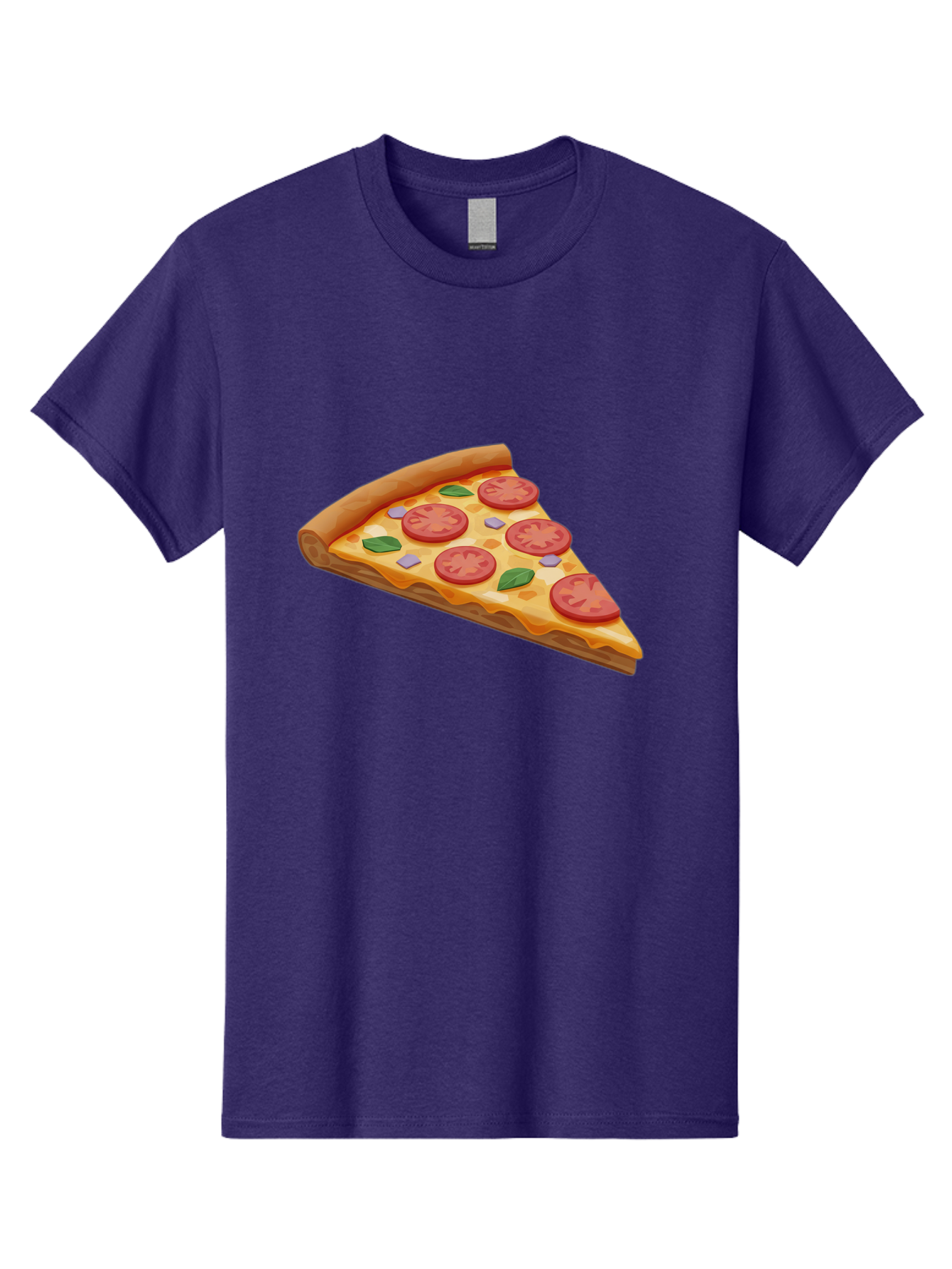 Pizza-Slice-4 Men'S Graphic Tee, 100% Cotton, Comfortable Casual Summer Wear, Machine Washable, Pizza Slice, Tomato Slices, Basil Leaves, Garlic, Melted Cheese, Crispy Crust, Italian Cuisine, Delicious Food, Savory Flavors Bac298