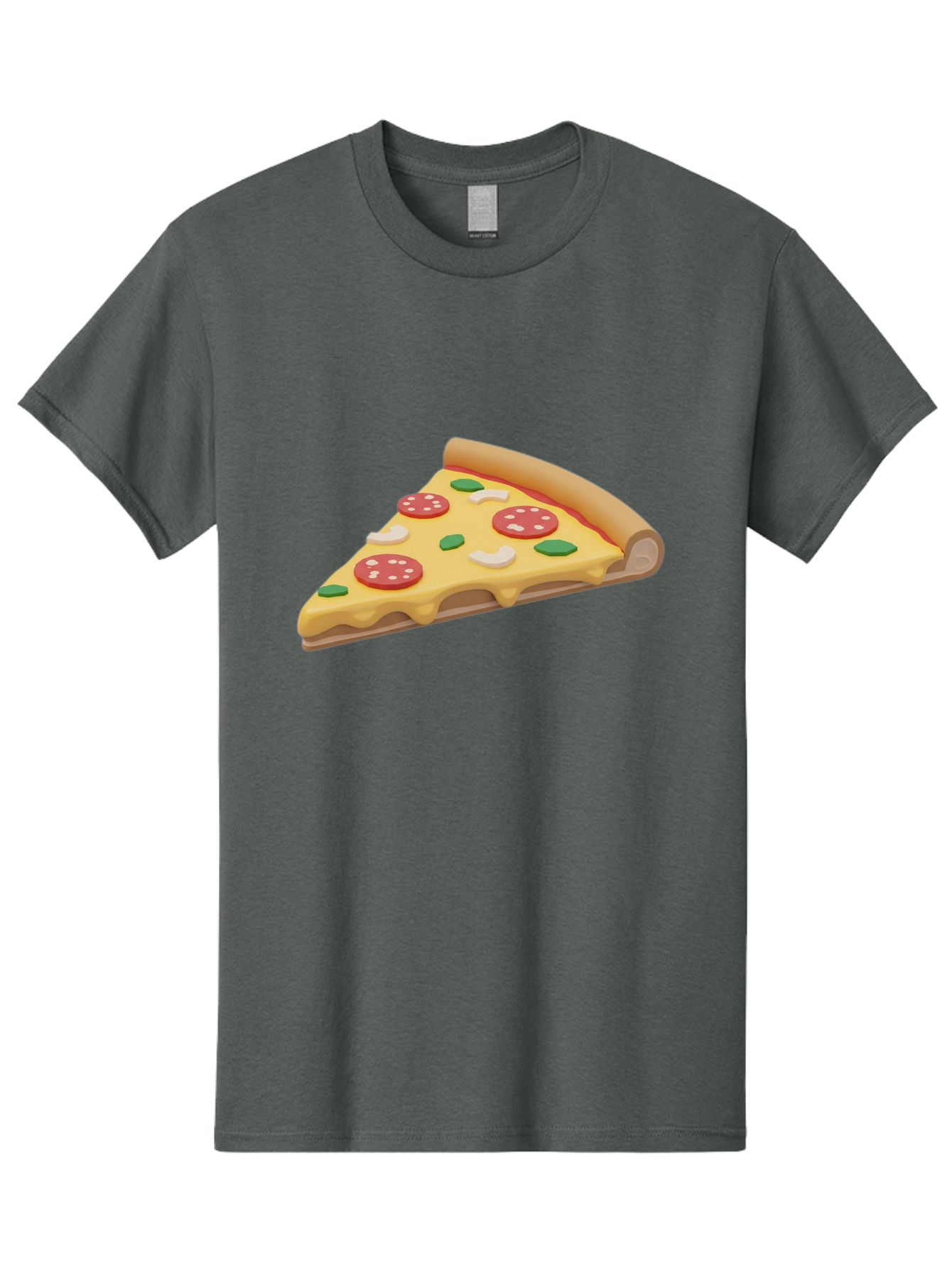Pizza-Slice-5 Men'S Graphic Tee, 100% Cotton, Comfortable Casual Summer Wear, Machine Washable, Pizza Slice, Pepperoni Pizza, Melted Cheese, Green Peppers, White Onions, Italian Food, Dinner Ideas, Food Graphics, 3D Illustration, Pizza Topping Bac299