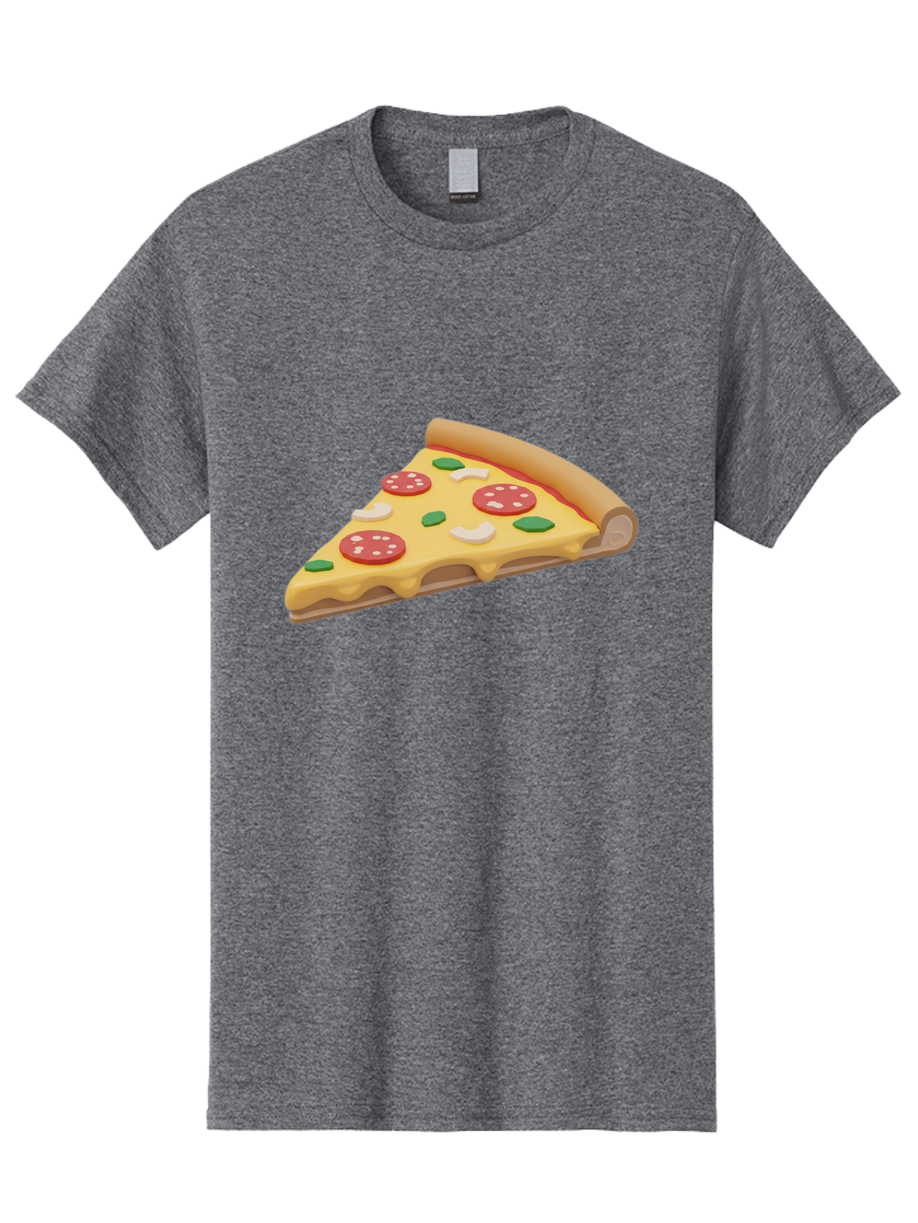 Pizza-Slice-5 Men'S Graphic Tee, 100% Cotton, Comfortable Casual Summer Wear, Machine Washable, Pizza Slice, Pepperoni Pizza, Melted Cheese, Green Peppers, White Onions, Italian Food, Dinner Ideas, Food Graphics, 3D Illustration, Pizza Topping Bac299