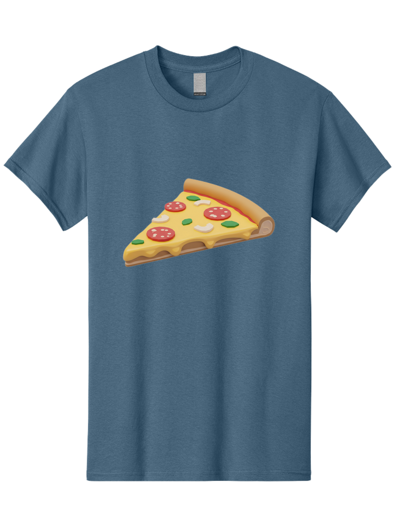 Pizza-Slice-5 Men'S Graphic Tee, 100% Cotton, Comfortable Casual Summer Wear, Machine Washable, Pizza Slice, Pepperoni Pizza, Melted Cheese, Green Peppers, White Onions, Italian Food, Dinner Ideas, Food Graphics, 3D Illustration, Pizza Topping Bac299