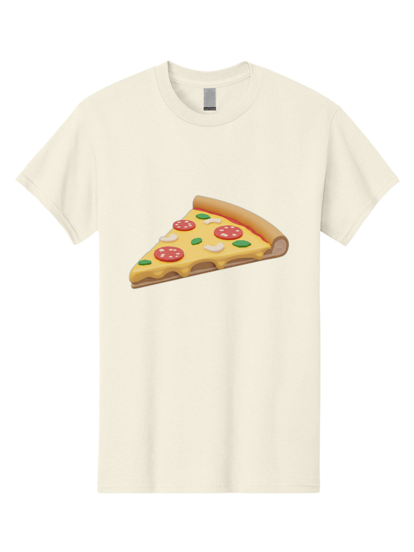 Pizza-Slice-5 Men'S Graphic Tee, 100% Cotton, Comfortable Casual Summer Wear, Machine Washable, Pizza Slice, Pepperoni Pizza, Melted Cheese, Green Peppers, White Onions, Italian Food, Dinner Ideas, Food Graphics, 3D Illustration, Pizza Topping Bac299