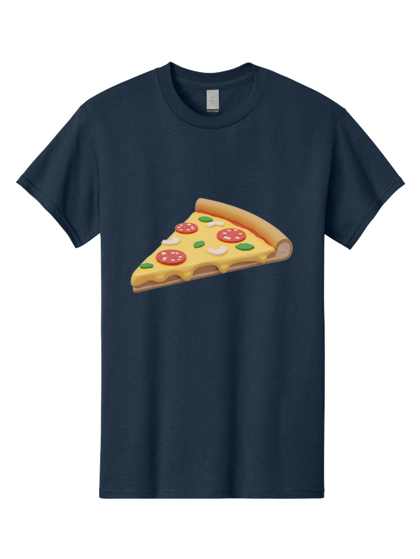 Pizza-Slice-5 Men'S Graphic Tee, 100% Cotton, Comfortable Casual Summer Wear, Machine Washable, Pizza Slice, Pepperoni Pizza, Melted Cheese, Green Peppers, White Onions, Italian Food, Dinner Ideas, Food Graphics, 3D Illustration, Pizza Topping Bac299