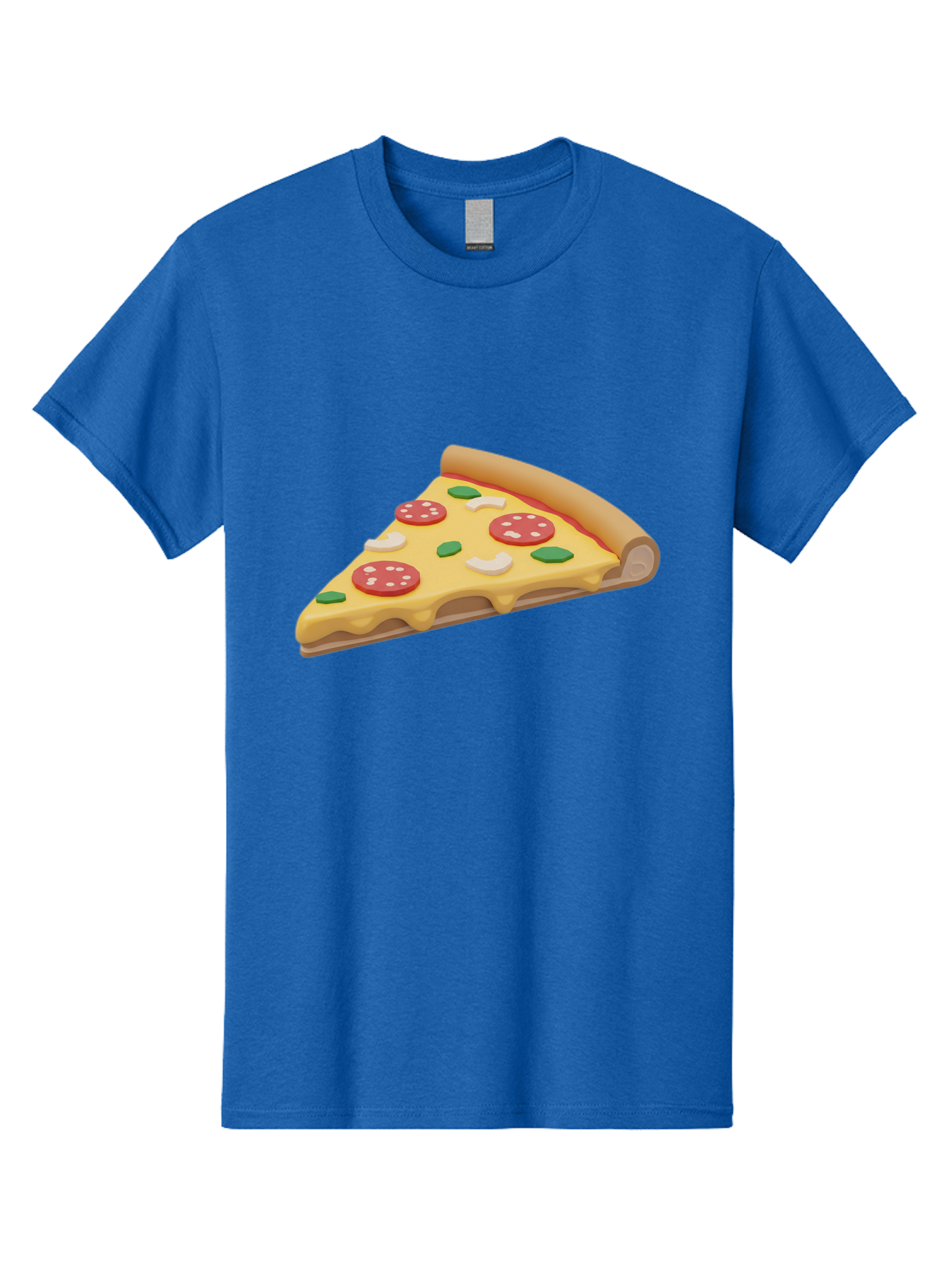 Pizza-Slice-5 Men'S Graphic Tee, 100% Cotton, Comfortable Casual Summer Wear, Machine Washable, Pizza Slice, Pepperoni Pizza, Melted Cheese, Green Peppers, White Onions, Italian Food, Dinner Ideas, Food Graphics, 3D Illustration, Pizza Topping Bac299