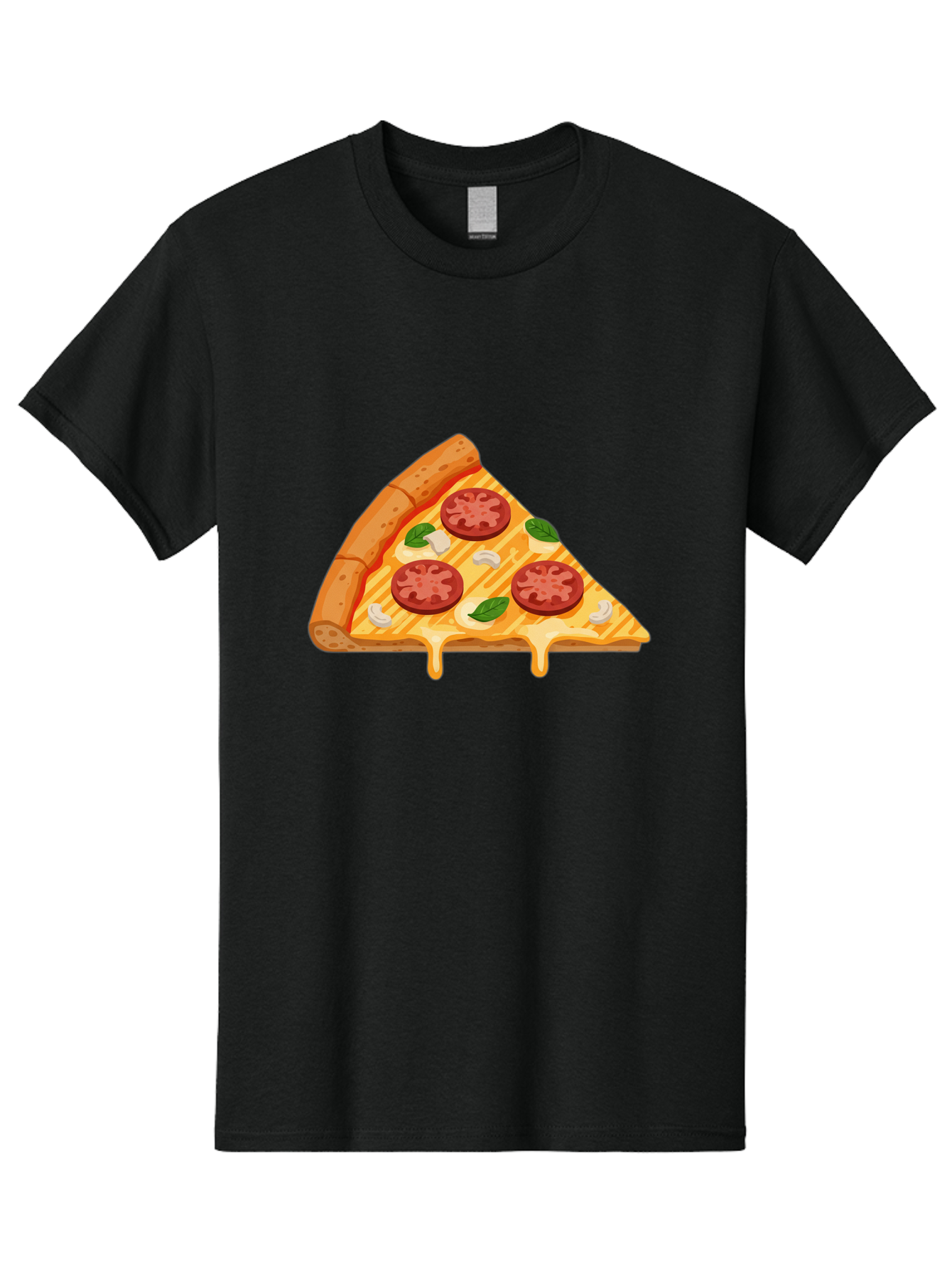 Pizza-Slice-6 Men'S Graphic Tee, 100% Cotton, Comfortable Casual Summer Wear, Machine Washable, Cheesy Pizza Slice, Pepperoni Pizza, Melty Cheese, Garlicky Flavor, Fresh Basil, Italian Cuisine, Savory Delight, Tasty Treat Bac300