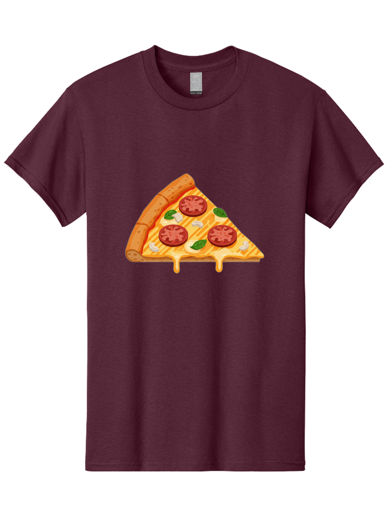 Pizza-Slice-6 Men'S Graphic Tee, 100% Cotton, Comfortable Casual Summer Wear, Machine Washable, Cheesy Pizza Slice, Pepperoni Pizza, Melty Cheese, Garlicky Flavor, Fresh Basil, Italian Cuisine, Savory Delight, Tasty Treat Bac300