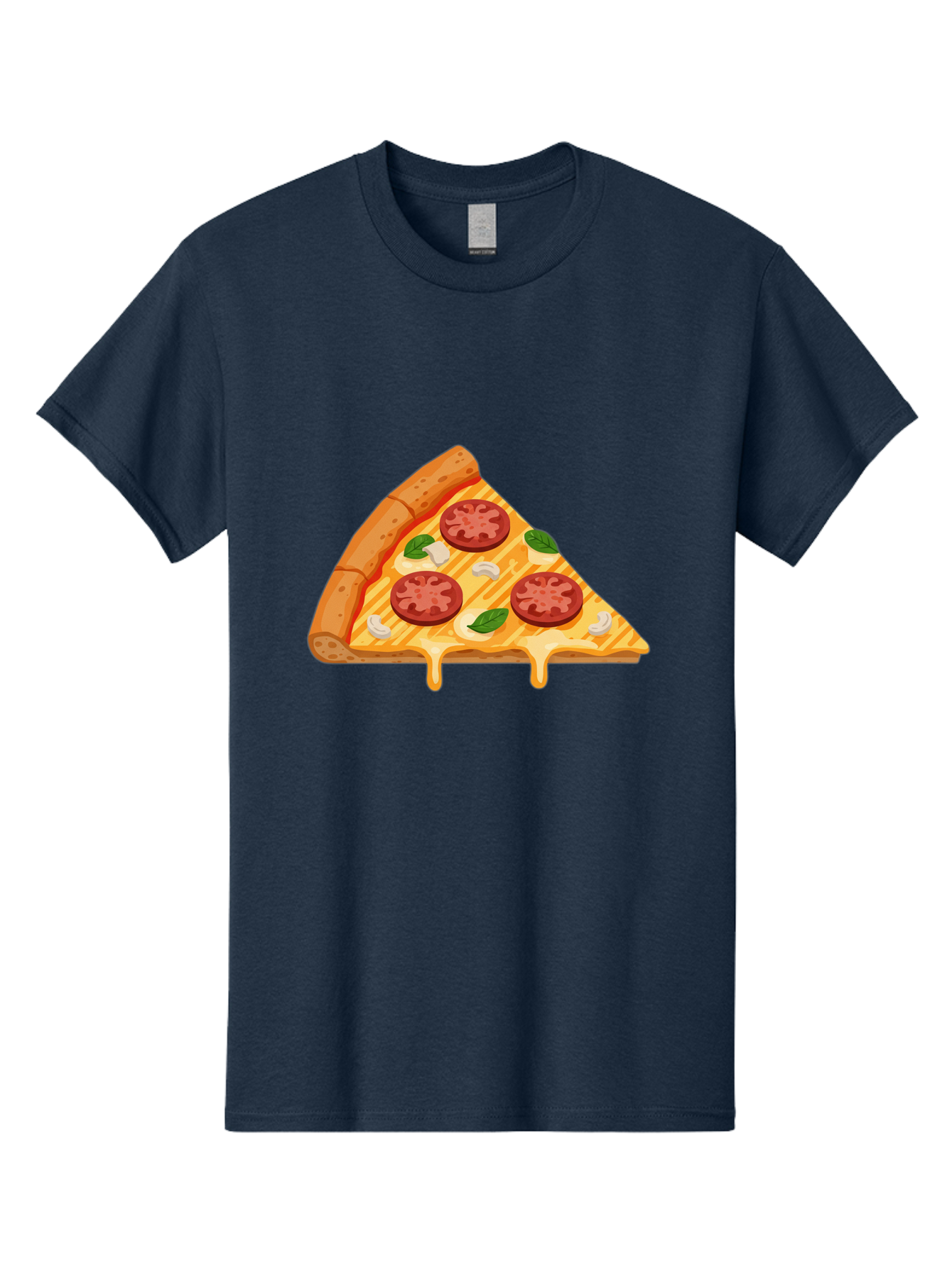 Pizza-Slice-6 Men'S Graphic Tee, 100% Cotton, Comfortable Casual Summer Wear, Machine Washable, Cheesy Pizza Slice, Pepperoni Pizza, Melty Cheese, Garlicky Flavor, Fresh Basil, Italian Cuisine, Savory Delight, Tasty Treat Bac300