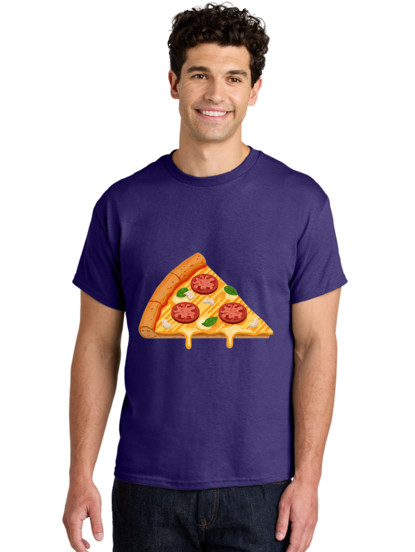 Pizza-Slice-6 Men'S Graphic Tee, 100% Cotton, Comfortable Casual Summer Wear, Machine Washable, Cheesy Pizza Slice, Pepperoni Pizza, Melty Cheese, Garlicky Flavor, Fresh Basil, Italian Cuisine, Savory Delight, Tasty Treat Bac300