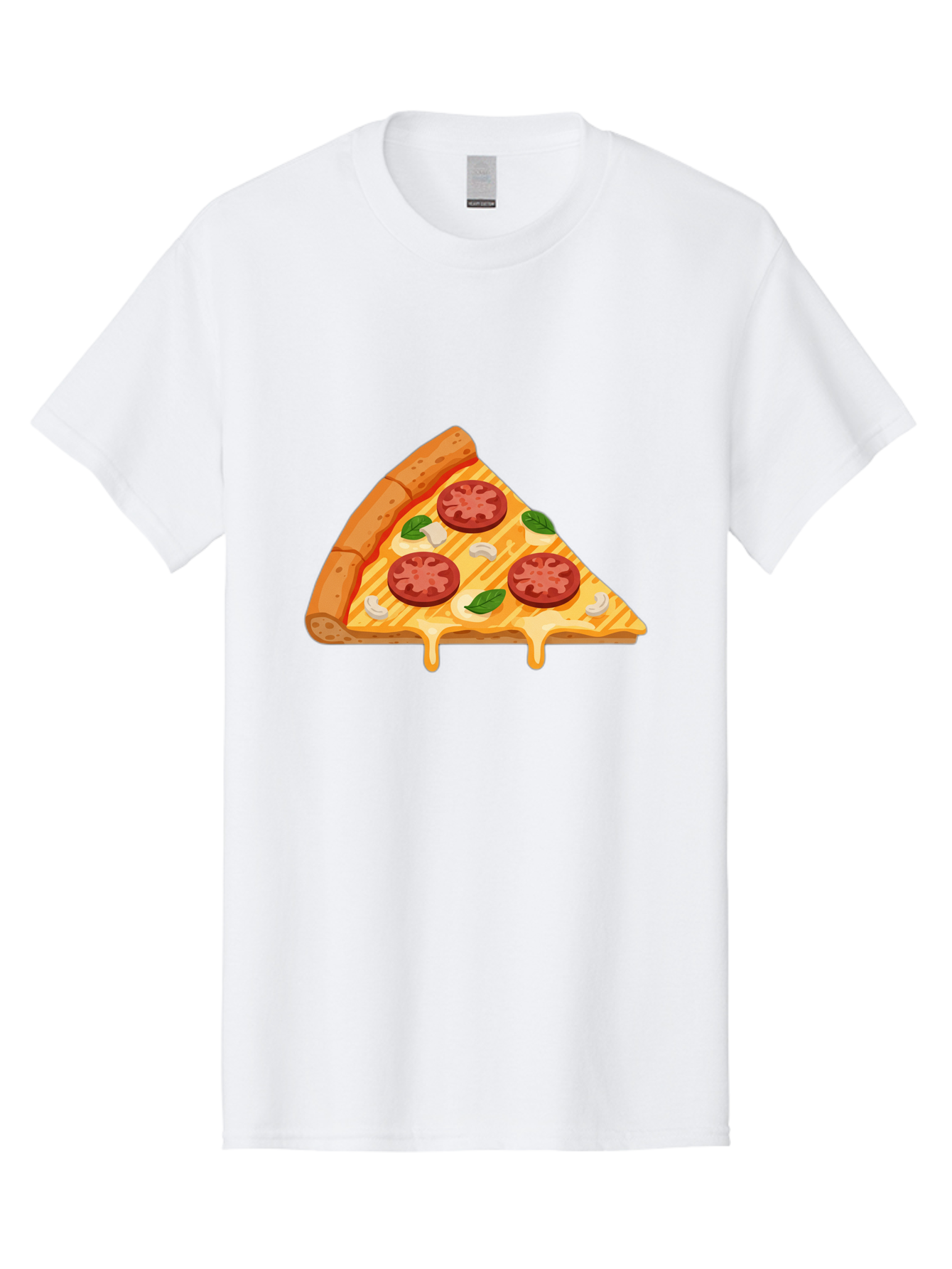 Pizza-Slice-6 Men'S Graphic Tee, 100% Cotton, Comfortable Casual Summer Wear, Machine Washable, Cheesy Pizza Slice, Pepperoni Pizza, Melty Cheese, Garlicky Flavor, Fresh Basil, Italian Cuisine, Savory Delight, Tasty Treat Bac300