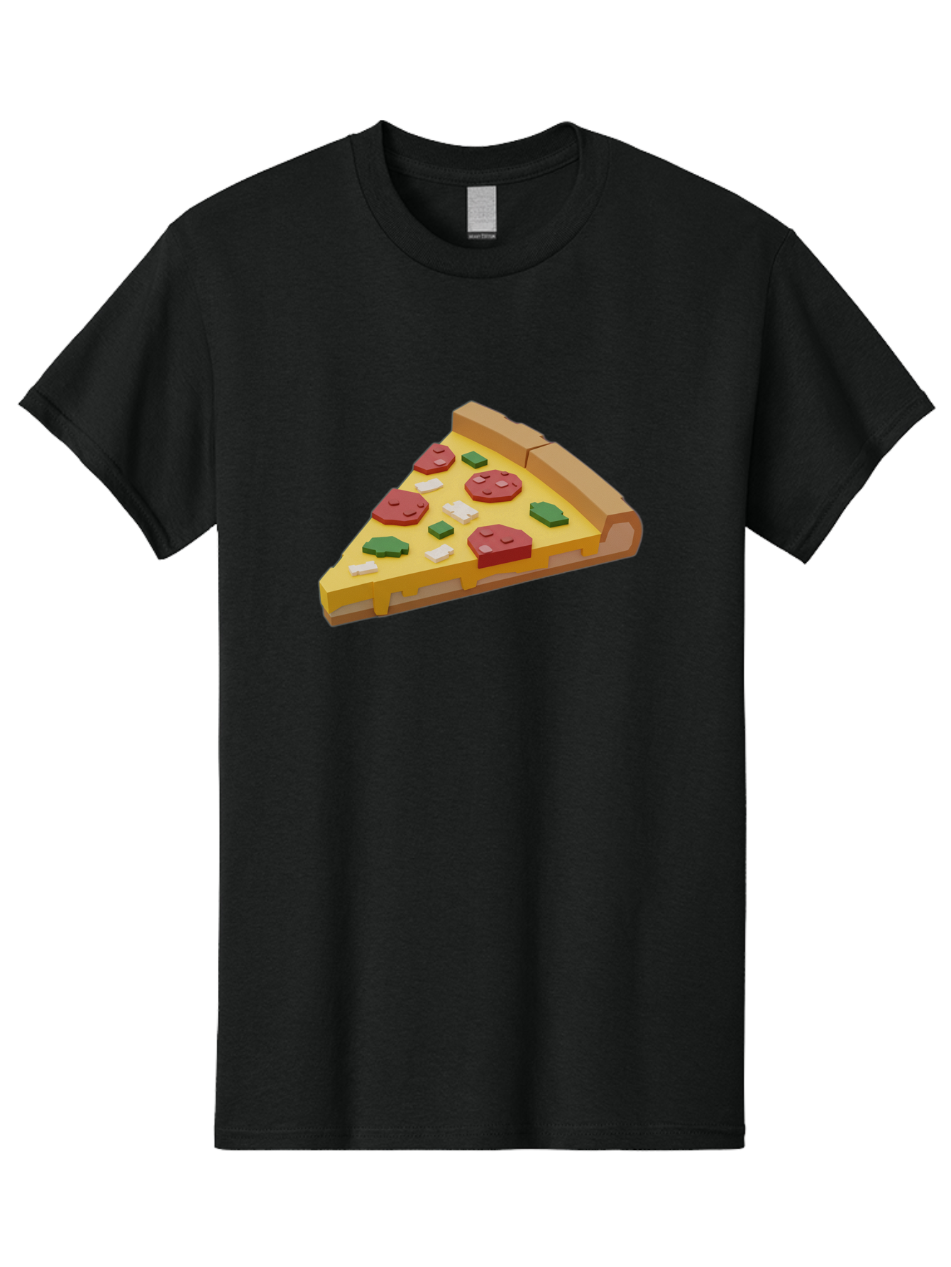 Pizza-Slice-7 Men'S Graphic Tee, 100% Cotton, Comfortable Casual Summer Wear, Machine Washable, 3D Pizza Slice, Cartoon-Style, Pepperoni, Green Peppers, Cheese, Crispy Crust, Tasty Toppings, Digital Art Bac301