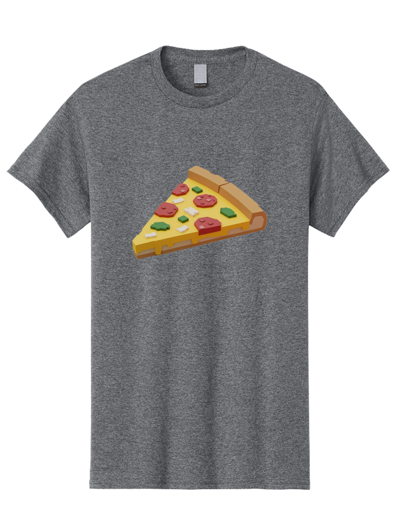 Pizza-Slice-7 Men'S Graphic Tee, 100% Cotton, Comfortable Casual Summer Wear, Machine Washable, 3D Pizza Slice, Cartoon-Style, Pepperoni, Green Peppers, Cheese, Crispy Crust, Tasty Toppings, Digital Art Bac301