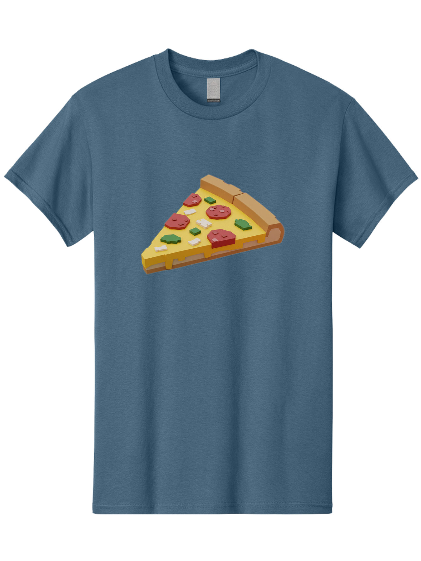 Pizza-Slice-7 Men'S Graphic Tee, 100% Cotton, Comfortable Casual Summer Wear, Machine Washable, 3D Pizza Slice, Cartoon-Style, Pepperoni, Green Peppers, Cheese, Crispy Crust, Tasty Toppings, Digital Art Bac301