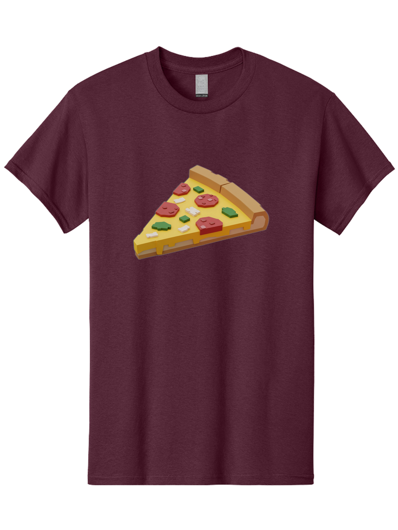 Pizza-Slice-7 Men'S Graphic Tee, 100% Cotton, Comfortable Casual Summer Wear, Machine Washable, 3D Pizza Slice, Cartoon-Style, Pepperoni, Green Peppers, Cheese, Crispy Crust, Tasty Toppings, Digital Art Bac301