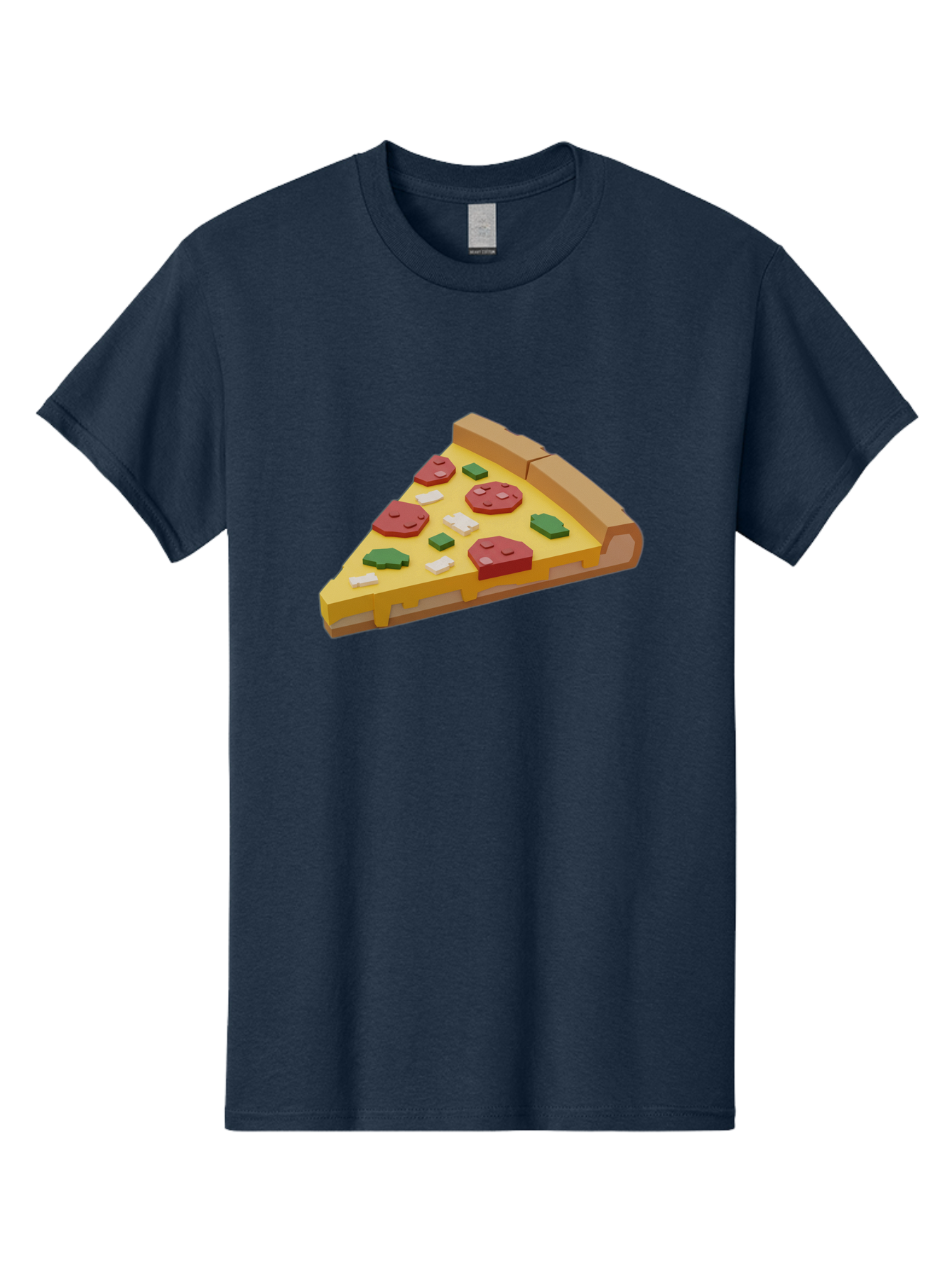 Pizza-Slice-7 Men'S Graphic Tee, 100% Cotton, Comfortable Casual Summer Wear, Machine Washable, 3D Pizza Slice, Cartoon-Style, Pepperoni, Green Peppers, Cheese, Crispy Crust, Tasty Toppings, Digital Art Bac301