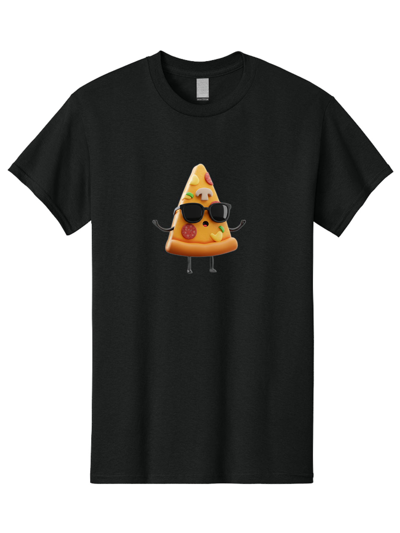 Pizza-Slice-8 Men'S Graphic Tee, 100% Cotton, Comfortable Casual Summer Wear, Machine Washable, Cool Pizza Slice, Cartoon Character, Sunglasses, Pepperoni, Mushrooms, Cheese, Fun, Quirky, Playful, Funny Character, 3D Illustration, Food Mascot, Bac302