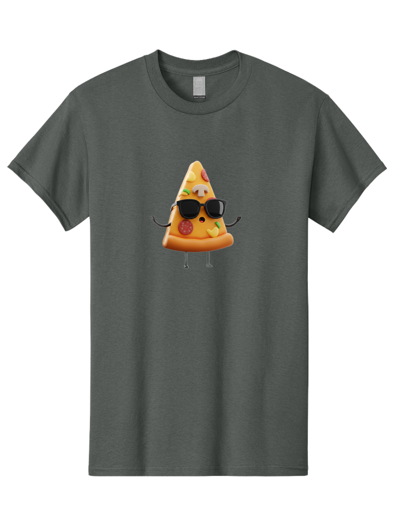 Pizza-Slice-8 Men'S Graphic Tee, 100% Cotton, Comfortable Casual Summer Wear, Machine Washable, Cool Pizza Slice, Cartoon Character, Sunglasses, Pepperoni, Mushrooms, Cheese, Fun, Quirky, Playful, Funny Character, 3D Illustration, Food Mascot, Bac302