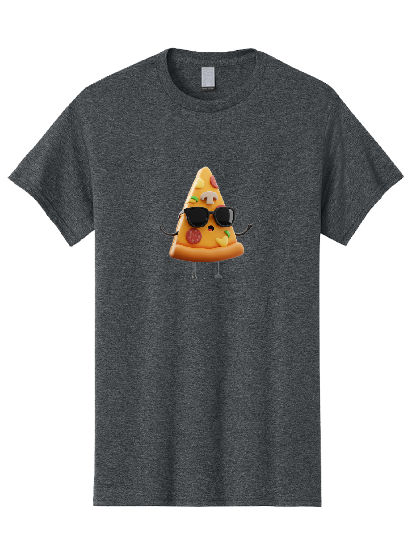 Pizza-Slice-8 Men'S Graphic Tee, 100% Cotton, Comfortable Casual Summer Wear, Machine Washable, Cool Pizza Slice, Cartoon Character, Sunglasses, Pepperoni, Mushrooms, Cheese, Fun, Quirky, Playful, Funny Character, 3D Illustration, Food Mascot, Bac302