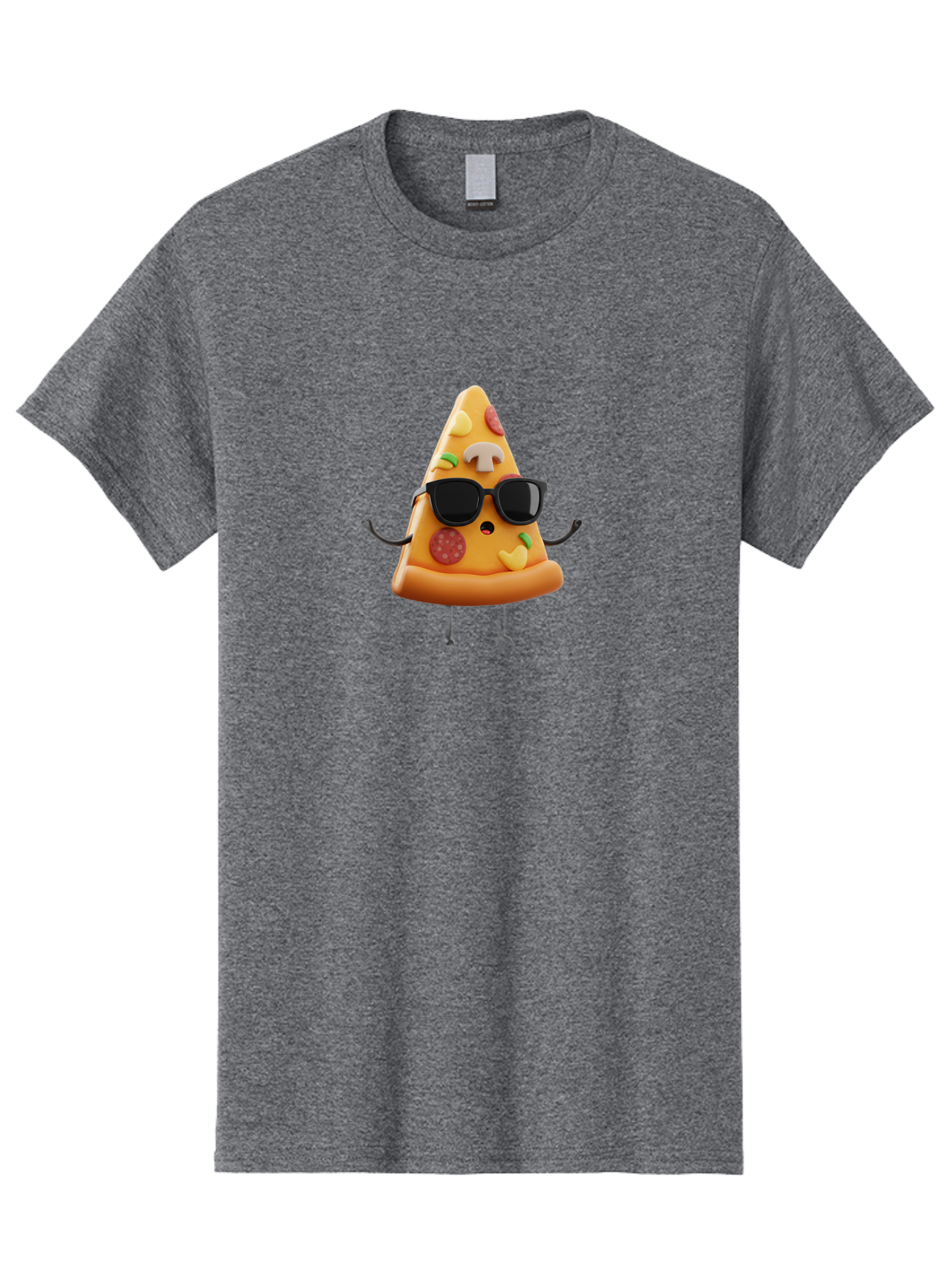 Pizza-Slice-8 Men'S Graphic Tee, 100% Cotton, Comfortable Casual Summer Wear, Machine Washable, Cool Pizza Slice, Cartoon Character, Sunglasses, Pepperoni, Mushrooms, Cheese, Fun, Quirky, Playful, Funny Character, 3D Illustration, Food Mascot, Bac302