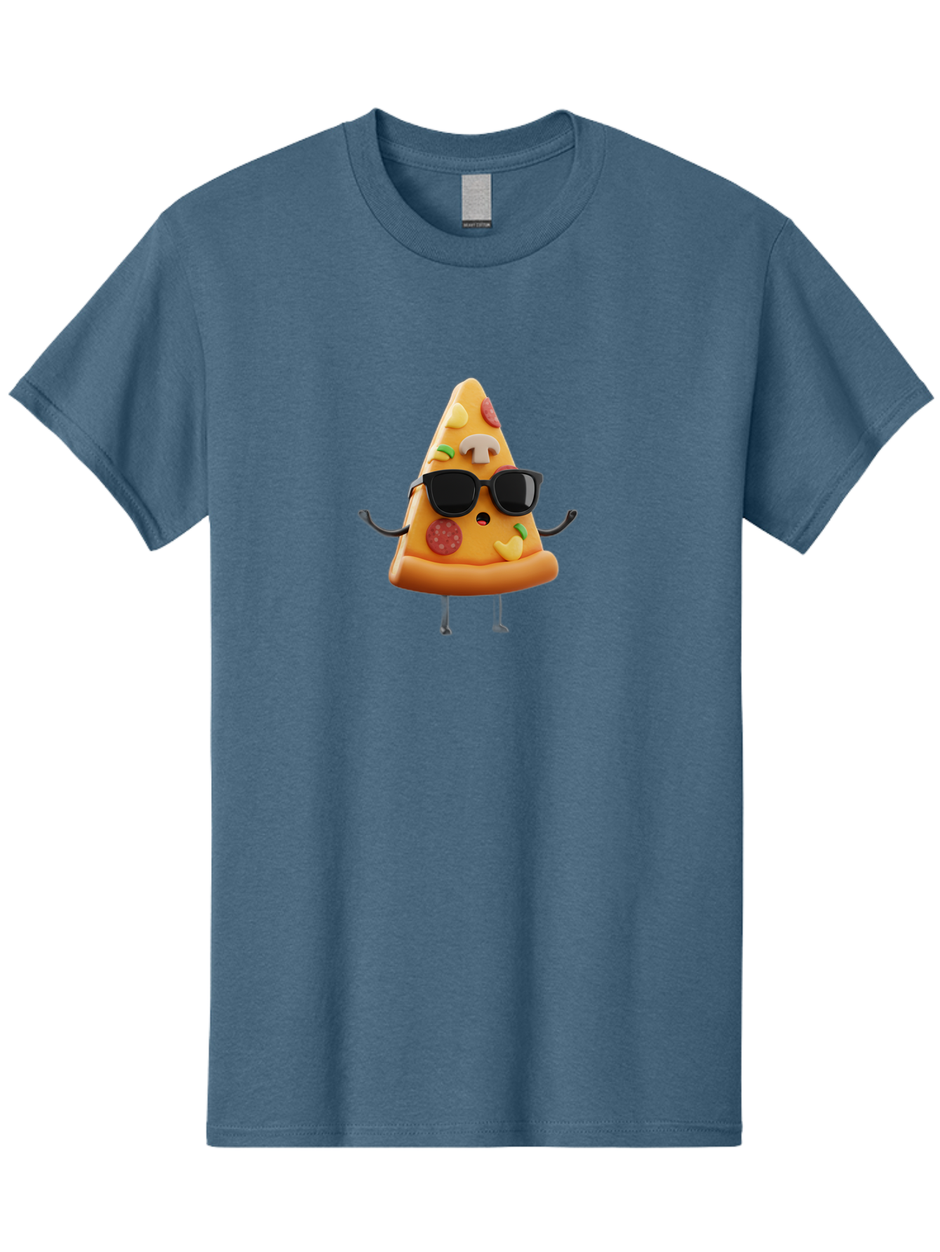 Pizza-Slice-8 Men'S Graphic Tee, 100% Cotton, Comfortable Casual Summer Wear, Machine Washable, Cool Pizza Slice, Cartoon Character, Sunglasses, Pepperoni, Mushrooms, Cheese, Fun, Quirky, Playful, Funny Character, 3D Illustration, Food Mascot, Bac302