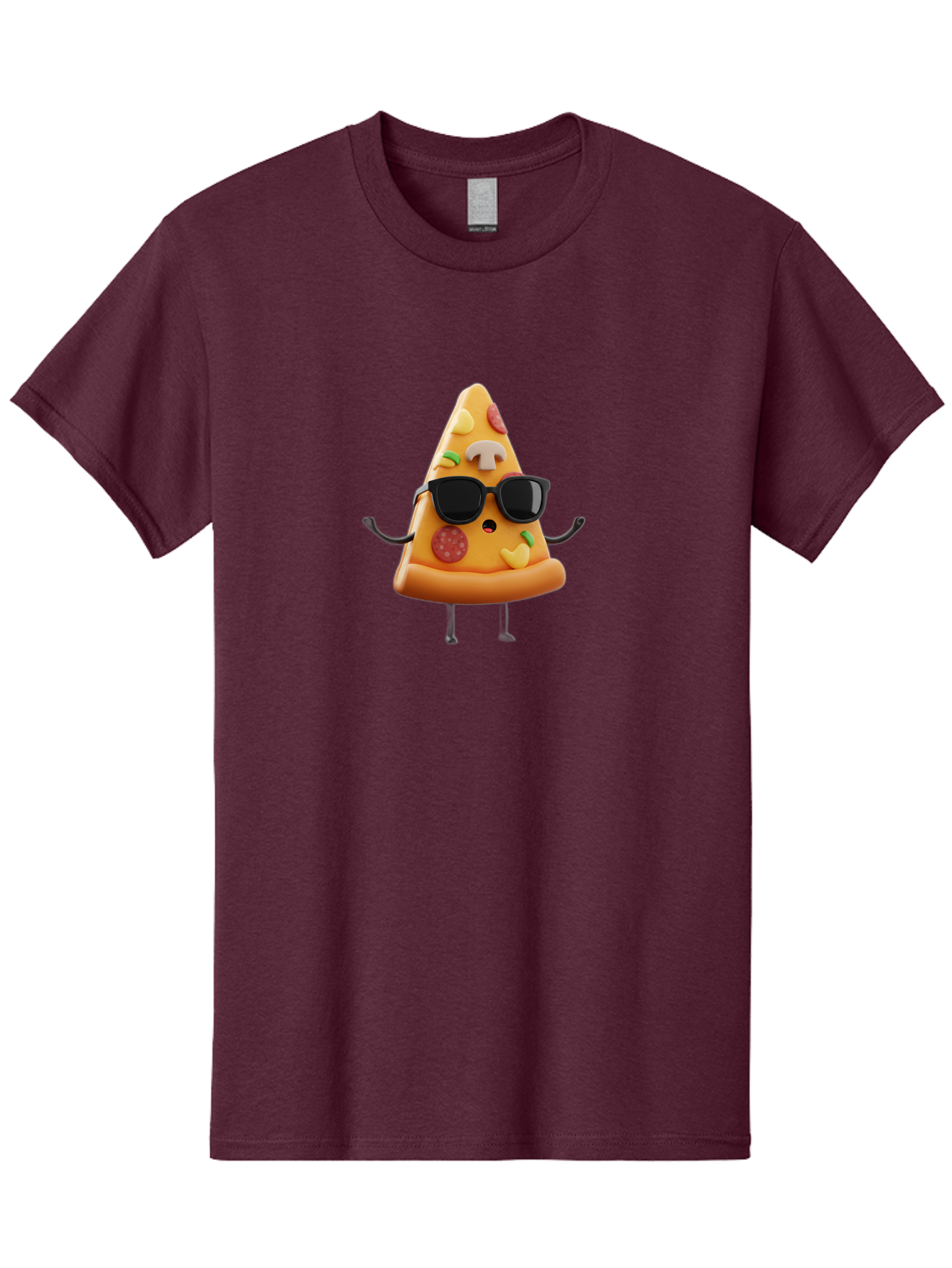 Pizza-Slice-8 Men'S Graphic Tee, 100% Cotton, Comfortable Casual Summer Wear, Machine Washable, Cool Pizza Slice, Cartoon Character, Sunglasses, Pepperoni, Mushrooms, Cheese, Fun, Quirky, Playful, Funny Character, 3D Illustration, Food Mascot, Bac302