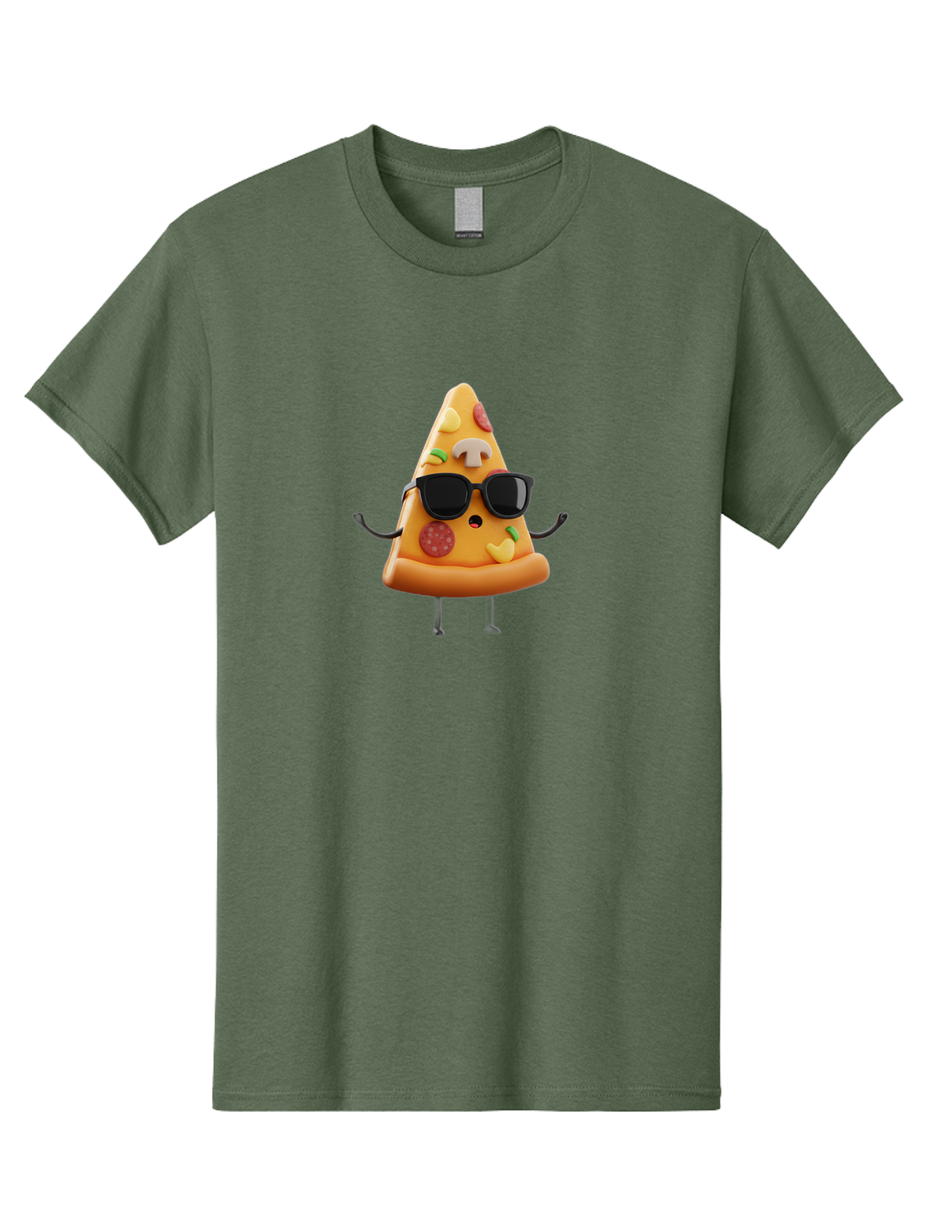 Pizza-Slice-8 Men'S Graphic Tee, 100% Cotton, Comfortable Casual Summer Wear, Machine Washable, Cool Pizza Slice, Cartoon Character, Sunglasses, Pepperoni, Mushrooms, Cheese, Fun, Quirky, Playful, Funny Character, 3D Illustration, Food Mascot, Bac302
