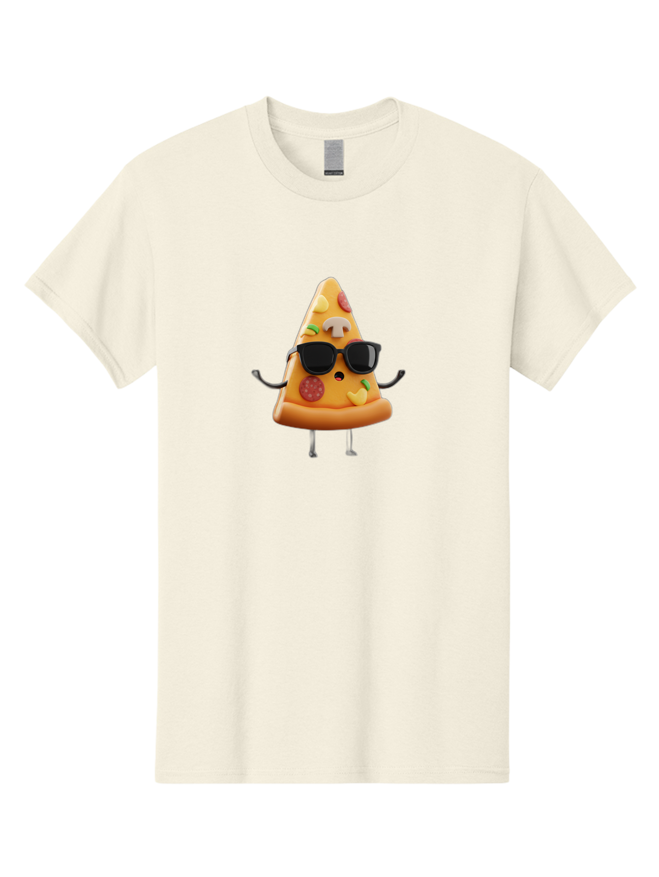 Pizza-Slice-8 Men'S Graphic Tee, 100% Cotton, Comfortable Casual Summer Wear, Machine Washable, Cool Pizza Slice, Cartoon Character, Sunglasses, Pepperoni, Mushrooms, Cheese, Fun, Quirky, Playful, Funny Character, 3D Illustration, Food Mascot, Bac302