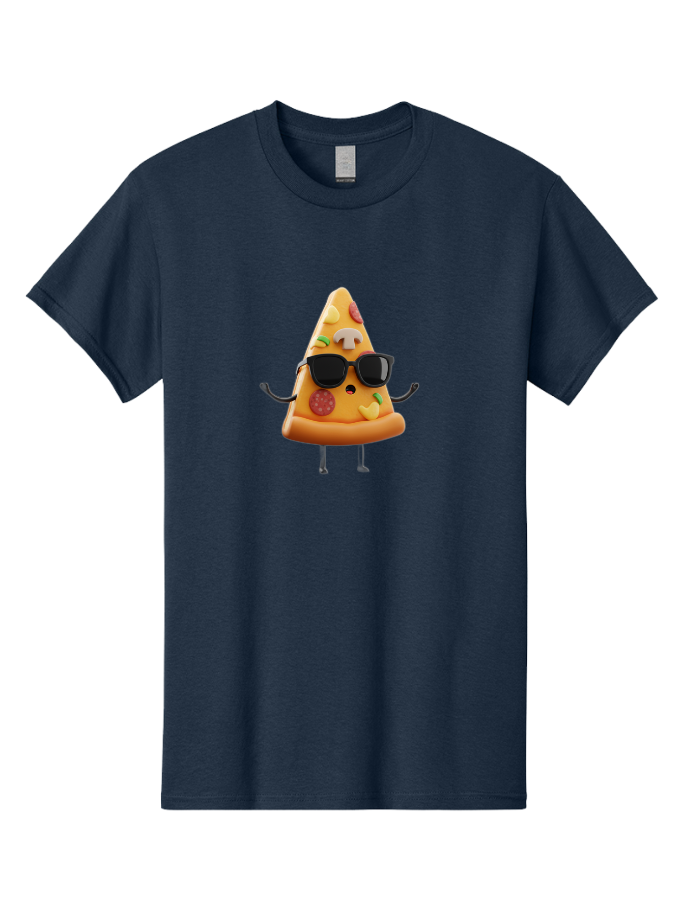 Pizza-Slice-8 Men'S Graphic Tee, 100% Cotton, Comfortable Casual Summer Wear, Machine Washable, Cool Pizza Slice, Cartoon Character, Sunglasses, Pepperoni, Mushrooms, Cheese, Fun, Quirky, Playful, Funny Character, 3D Illustration, Food Mascot, Bac302
