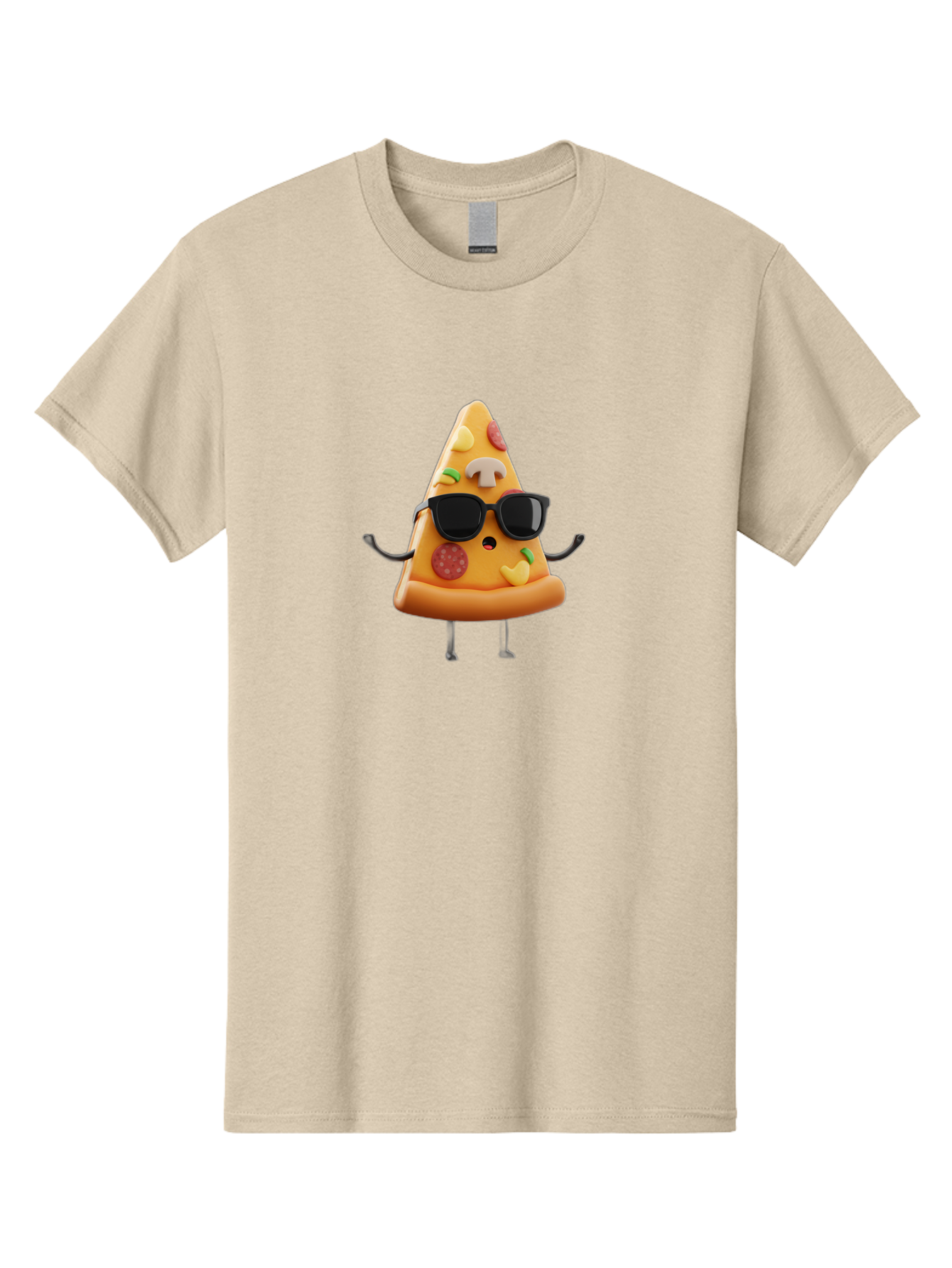 Pizza-Slice-8 Men'S Graphic Tee, 100% Cotton, Comfortable Casual Summer Wear, Machine Washable, Cool Pizza Slice, Cartoon Character, Sunglasses, Pepperoni, Mushrooms, Cheese, Fun, Quirky, Playful, Funny Character, 3D Illustration, Food Mascot, Bac302