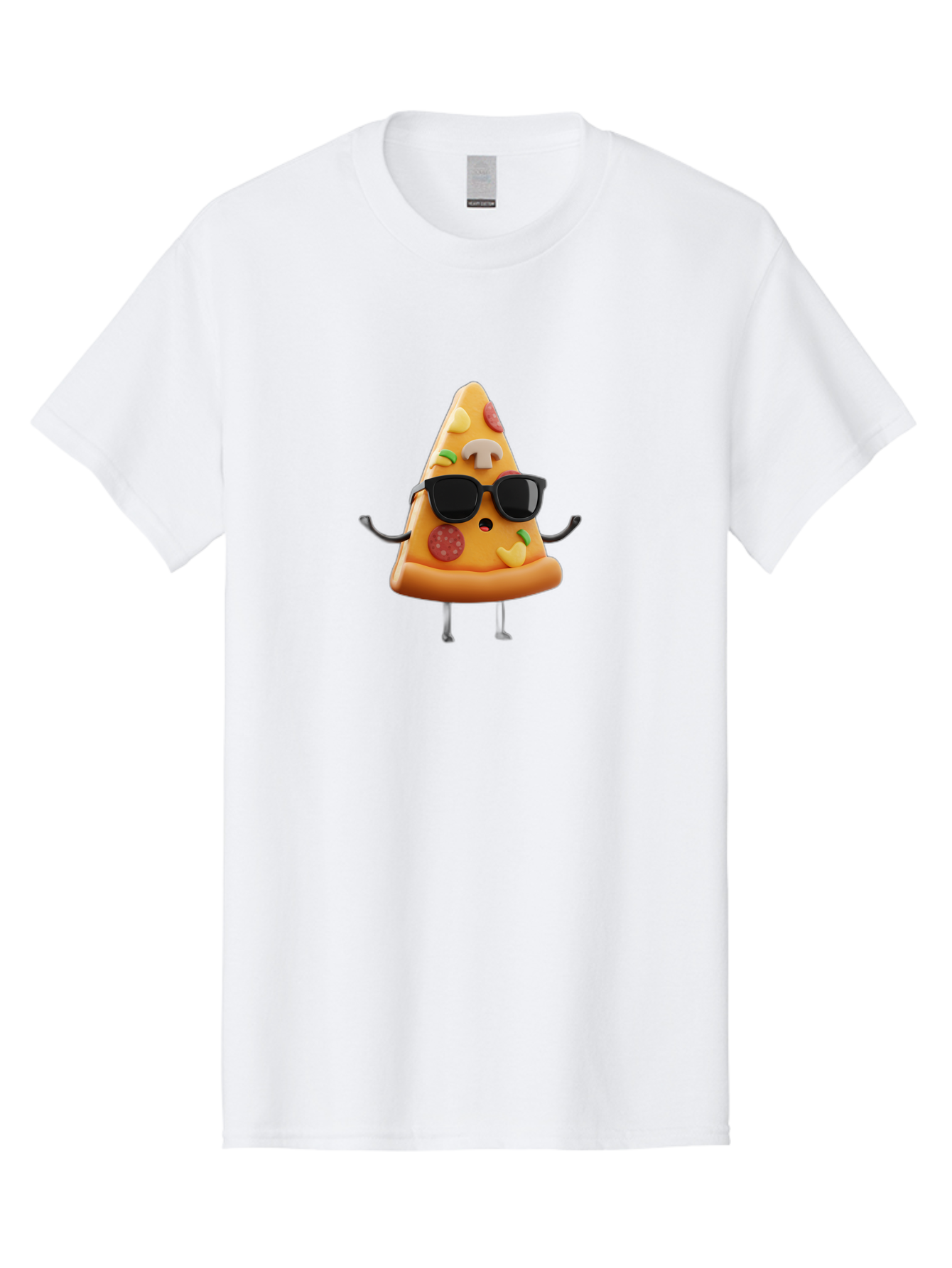 Pizza-Slice-8 Men'S Graphic Tee, 100% Cotton, Comfortable Casual Summer Wear, Machine Washable, Cool Pizza Slice, Cartoon Character, Sunglasses, Pepperoni, Mushrooms, Cheese, Fun, Quirky, Playful, Funny Character, 3D Illustration, Food Mascot, Bac302