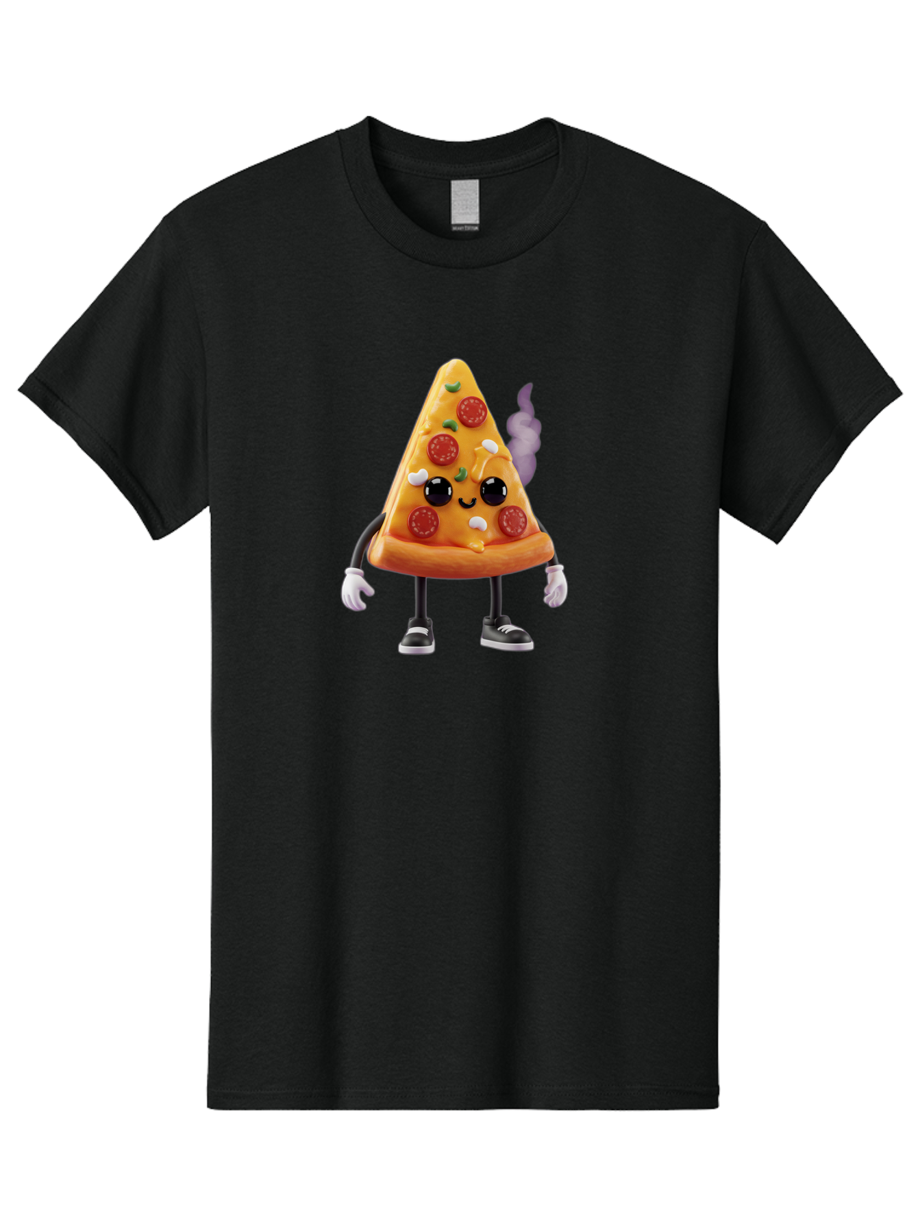 Pizza-Slice-Character-1 Men'S Graphic Tee, 100% Cotton, Comfortable Casual Summer Wear, Machine Washable, Cartoon Pizza Slice, Animated Character, Pepperoni Pizza, Cartoon Food, Funny Character, Pizza Illustration, Smiling Pizza, Bac304