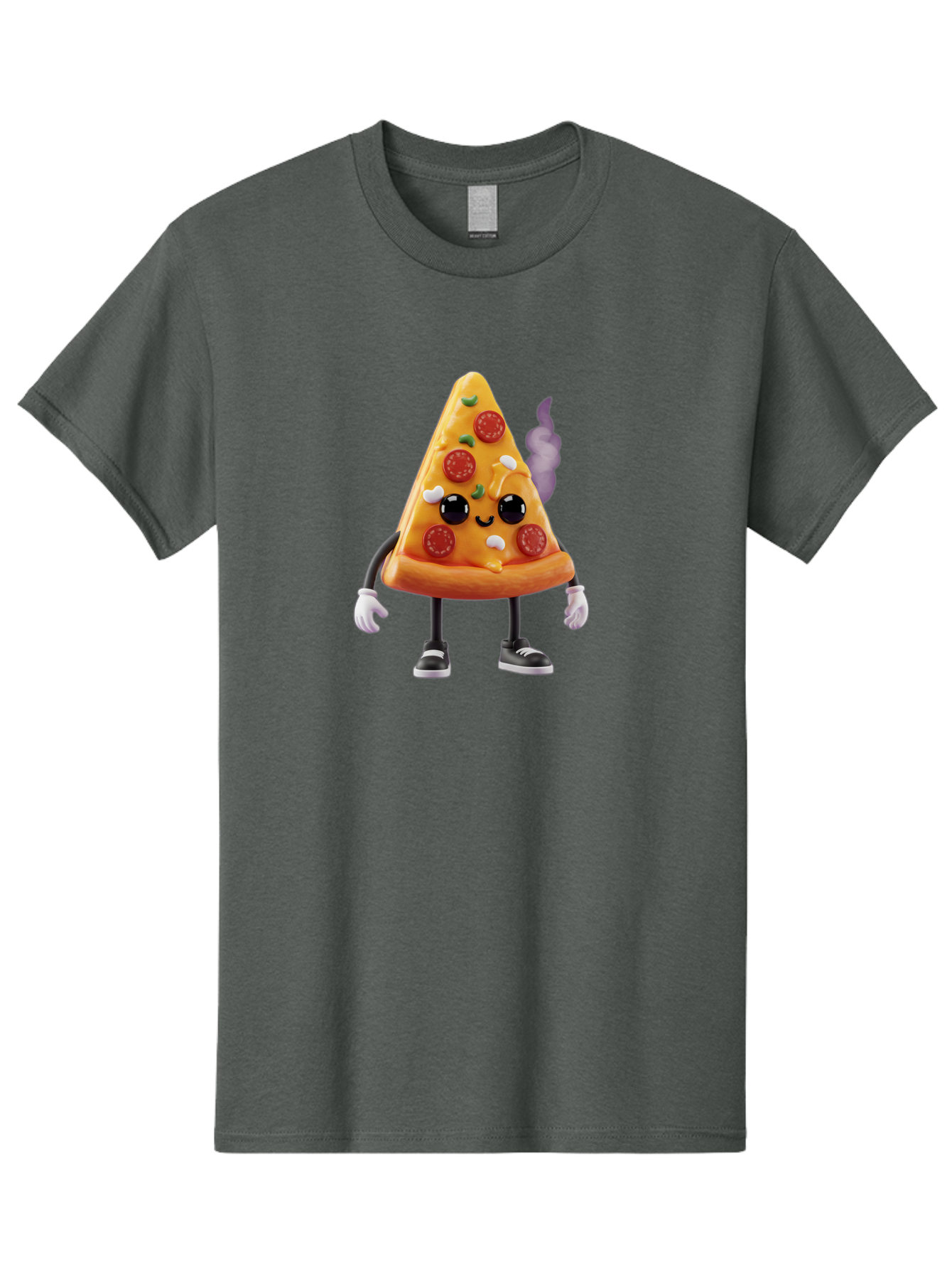 Pizza-Slice-Character-1 Men'S Graphic Tee, 100% Cotton, Comfortable Casual Summer Wear, Machine Washable, Cartoon Pizza Slice, Animated Character, Pepperoni Pizza, Cartoon Food, Funny Character, Pizza Illustration, Smiling Pizza, Bac304