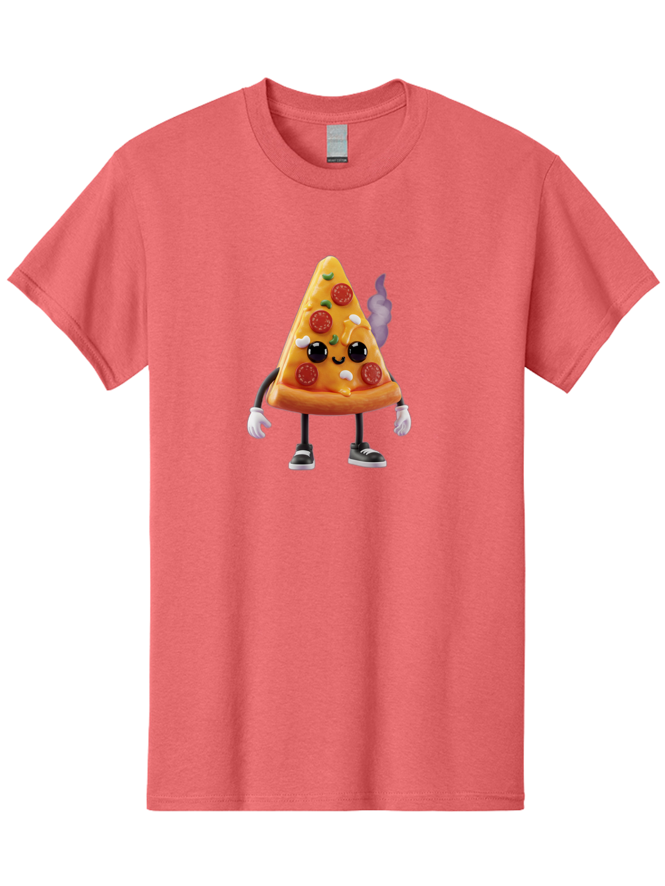Pizza-Slice-Character-1 Men'S Graphic Tee, 100% Cotton, Comfortable Casual Summer Wear, Machine Washable, Cartoon Pizza Slice, Animated Character, Pepperoni Pizza, Cartoon Food, Funny Character, Pizza Illustration, Smiling Pizza, Bac304