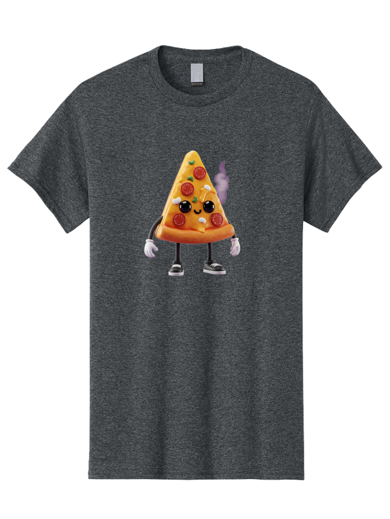 Pizza-Slice-Character-1 Men'S Graphic Tee, 100% Cotton, Comfortable Casual Summer Wear, Machine Washable, Cartoon Pizza Slice, Animated Character, Pepperoni Pizza, Cartoon Food, Funny Character, Pizza Illustration, Smiling Pizza, Bac304