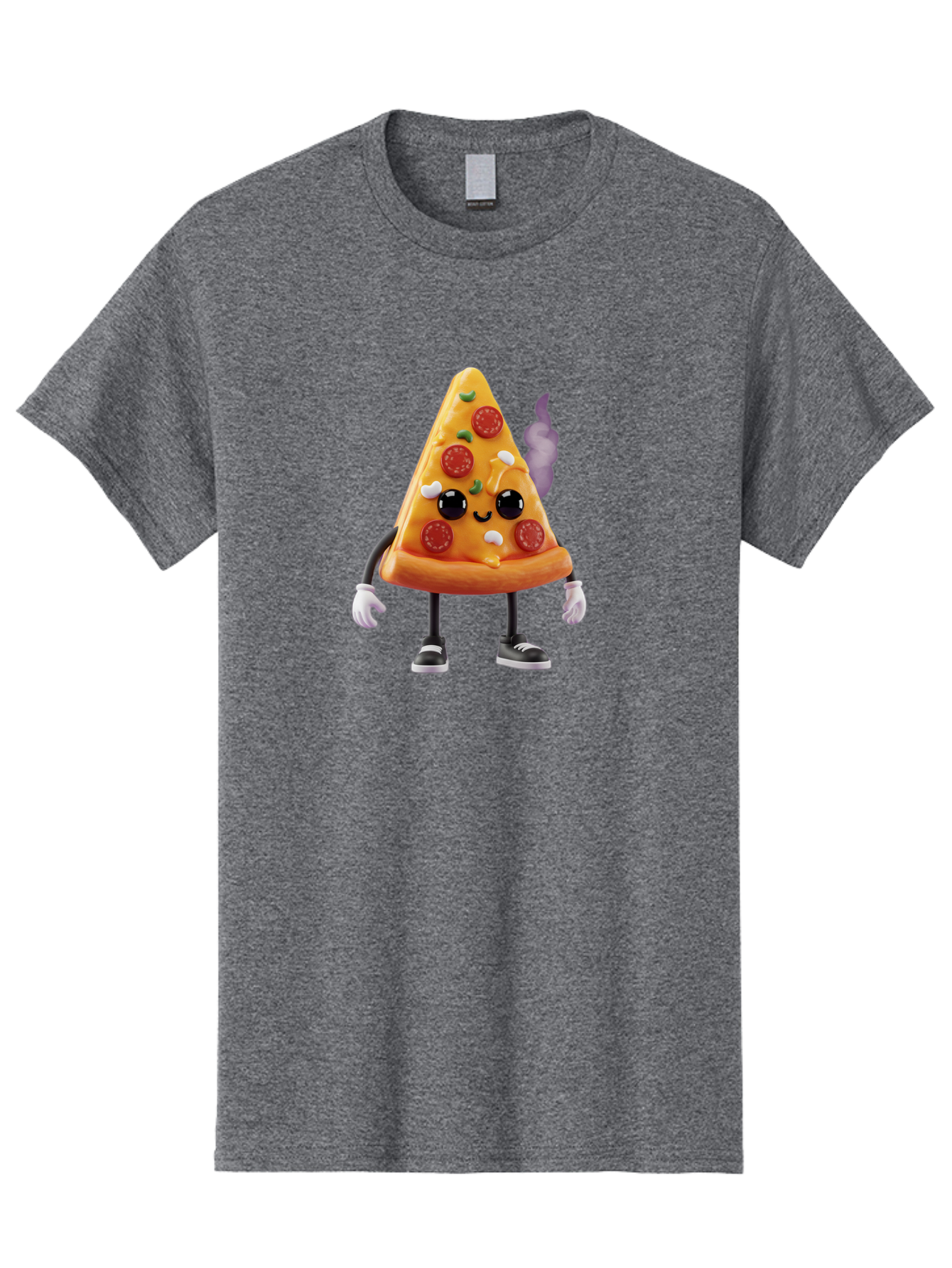 Pizza-Slice-Character-1 Men'S Graphic Tee, 100% Cotton, Comfortable Casual Summer Wear, Machine Washable, Cartoon Pizza Slice, Animated Character, Pepperoni Pizza, Cartoon Food, Funny Character, Pizza Illustration, Smiling Pizza, Bac304