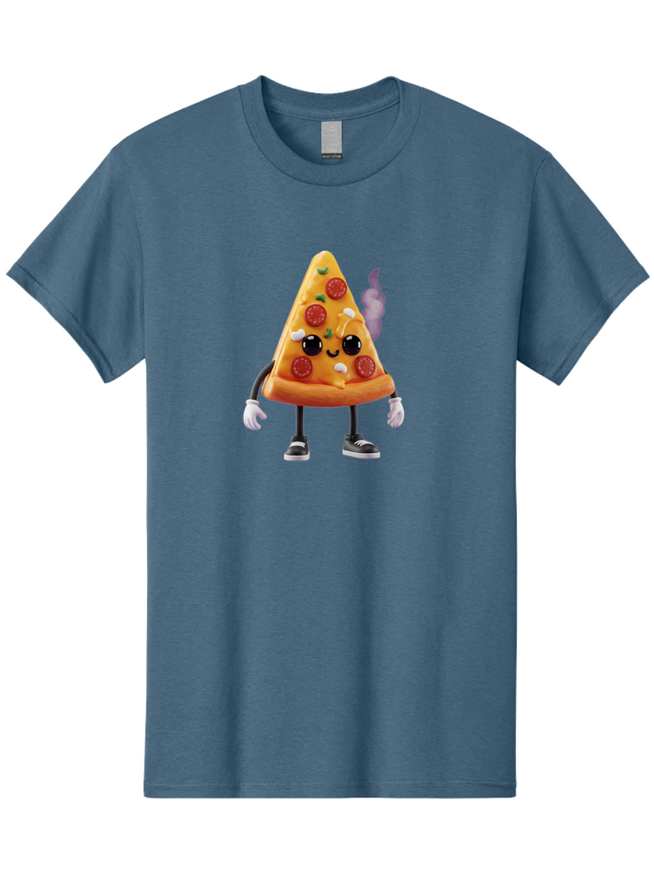 Pizza-Slice-Character-1 Men'S Graphic Tee, 100% Cotton, Comfortable Casual Summer Wear, Machine Washable, Cartoon Pizza Slice, Animated Character, Pepperoni Pizza, Cartoon Food, Funny Character, Pizza Illustration, Smiling Pizza, Bac304