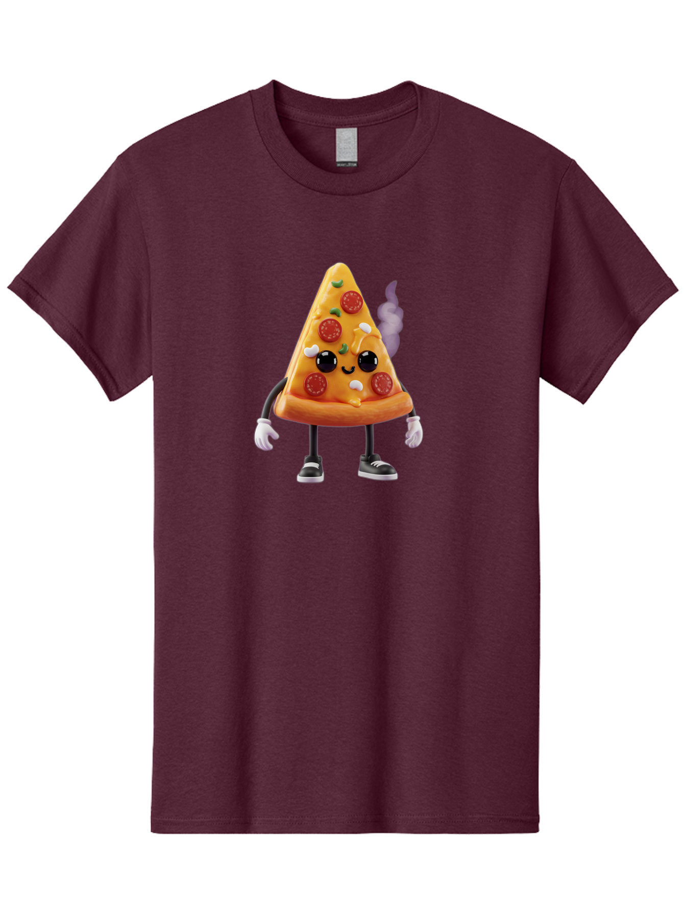 Pizza-Slice-Character-1 Men'S Graphic Tee, 100% Cotton, Comfortable Casual Summer Wear, Machine Washable, Cartoon Pizza Slice, Animated Character, Pepperoni Pizza, Cartoon Food, Funny Character, Pizza Illustration, Smiling Pizza, Bac304