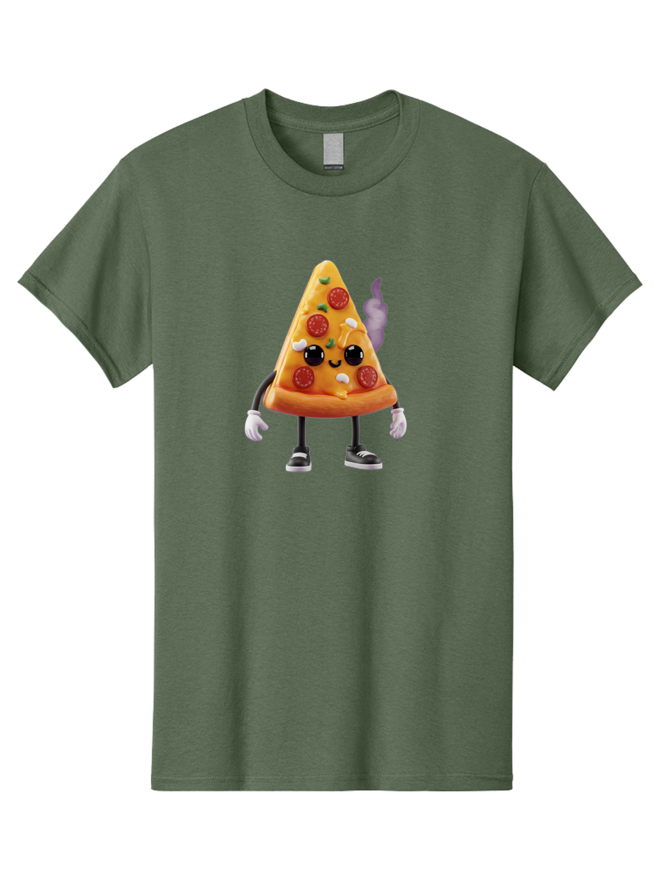 Pizza-Slice-Character-1 Men'S Graphic Tee, 100% Cotton, Comfortable Casual Summer Wear, Machine Washable, Cartoon Pizza Slice, Animated Character, Pepperoni Pizza, Cartoon Food, Funny Character, Pizza Illustration, Smiling Pizza, Bac304